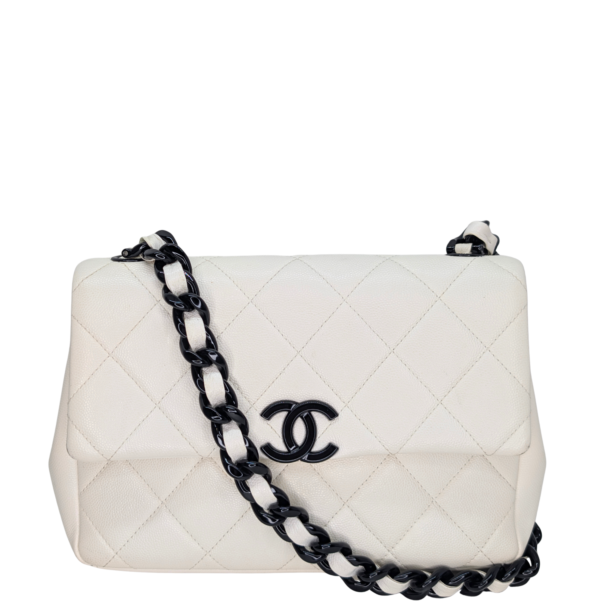 Chanel My Everything Flap Caviar Crossbody Bag White