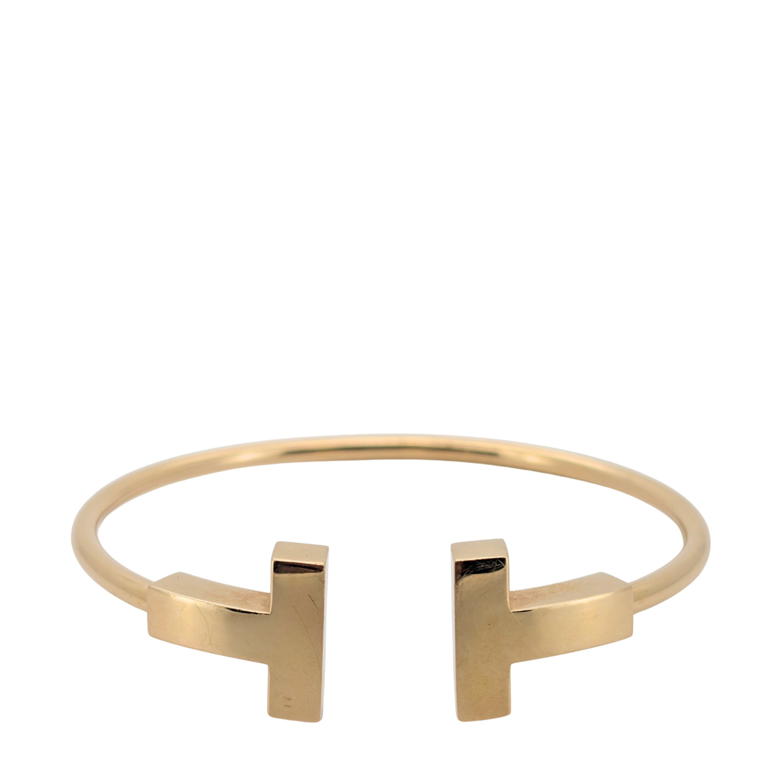 Tiffany & Co T Wide Wire Bracelet Large 18k Yellow Gold