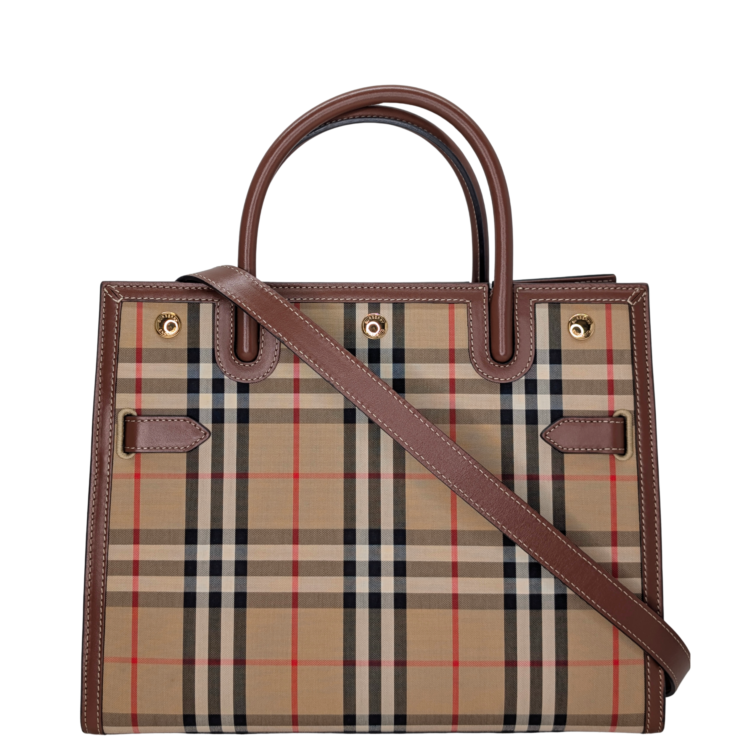 Burberry Check Title 2Way Tote Crossbody Bag