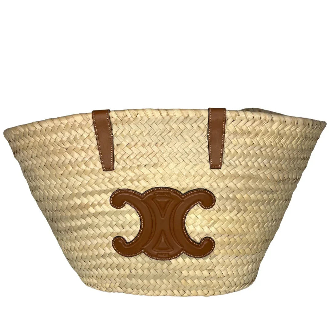 Celine Medium Triomphe Panier Tote – Palm Leaves Calfskin - Lost Designer