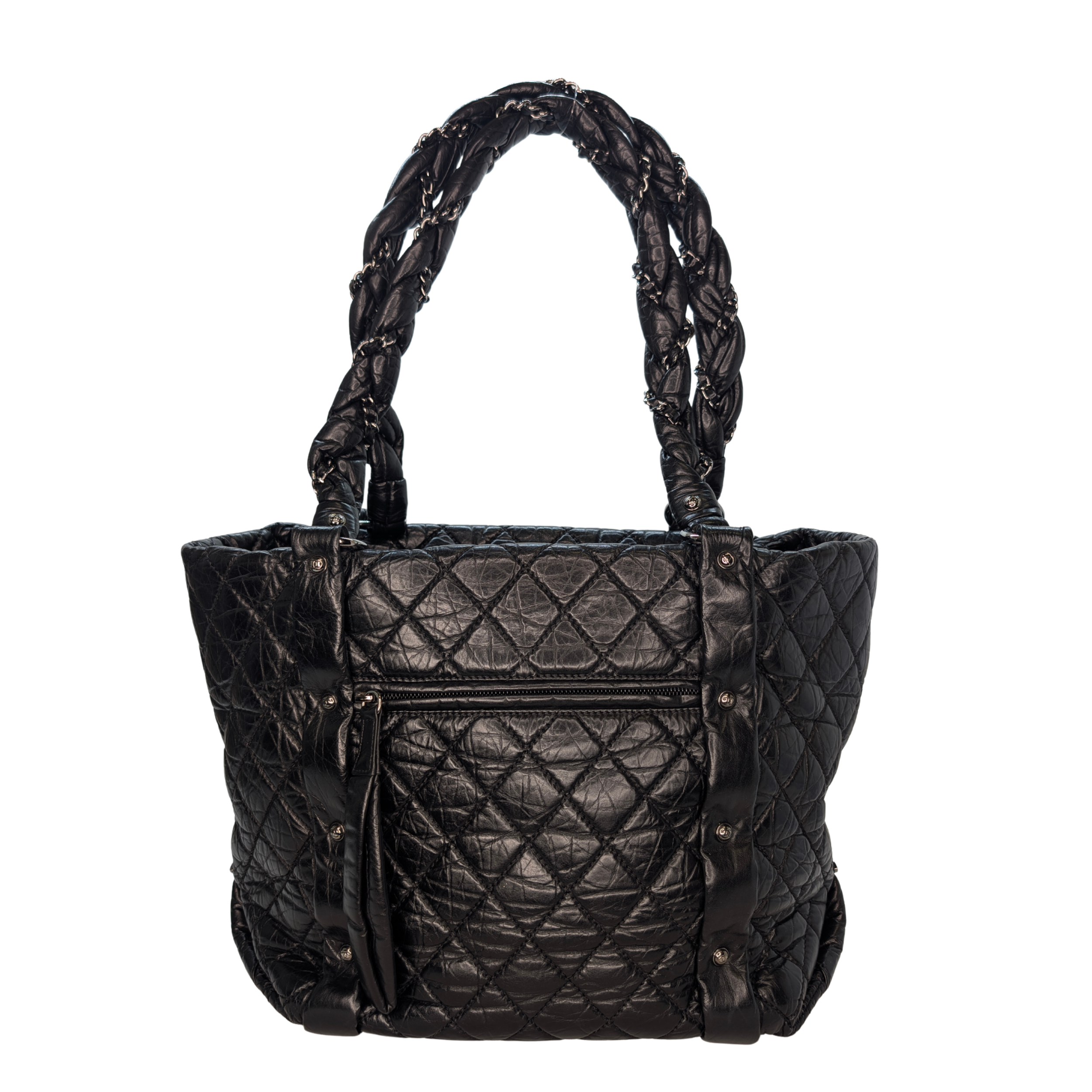 Chanel Distressed Lambskin Lady Braid Tote Bag Black