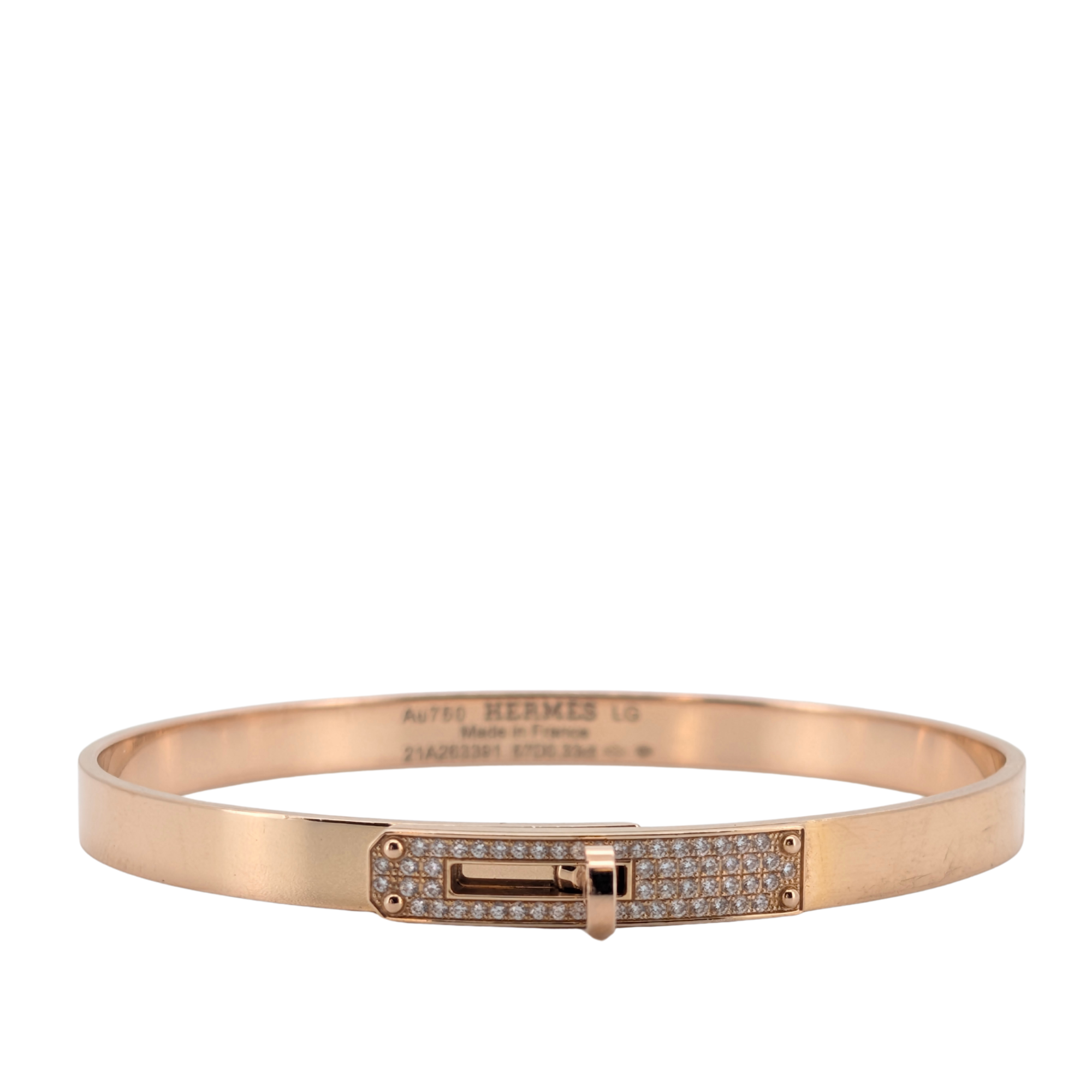 Hermes Kelly Diamond Bracelet Small LG In 18k Rose Gold