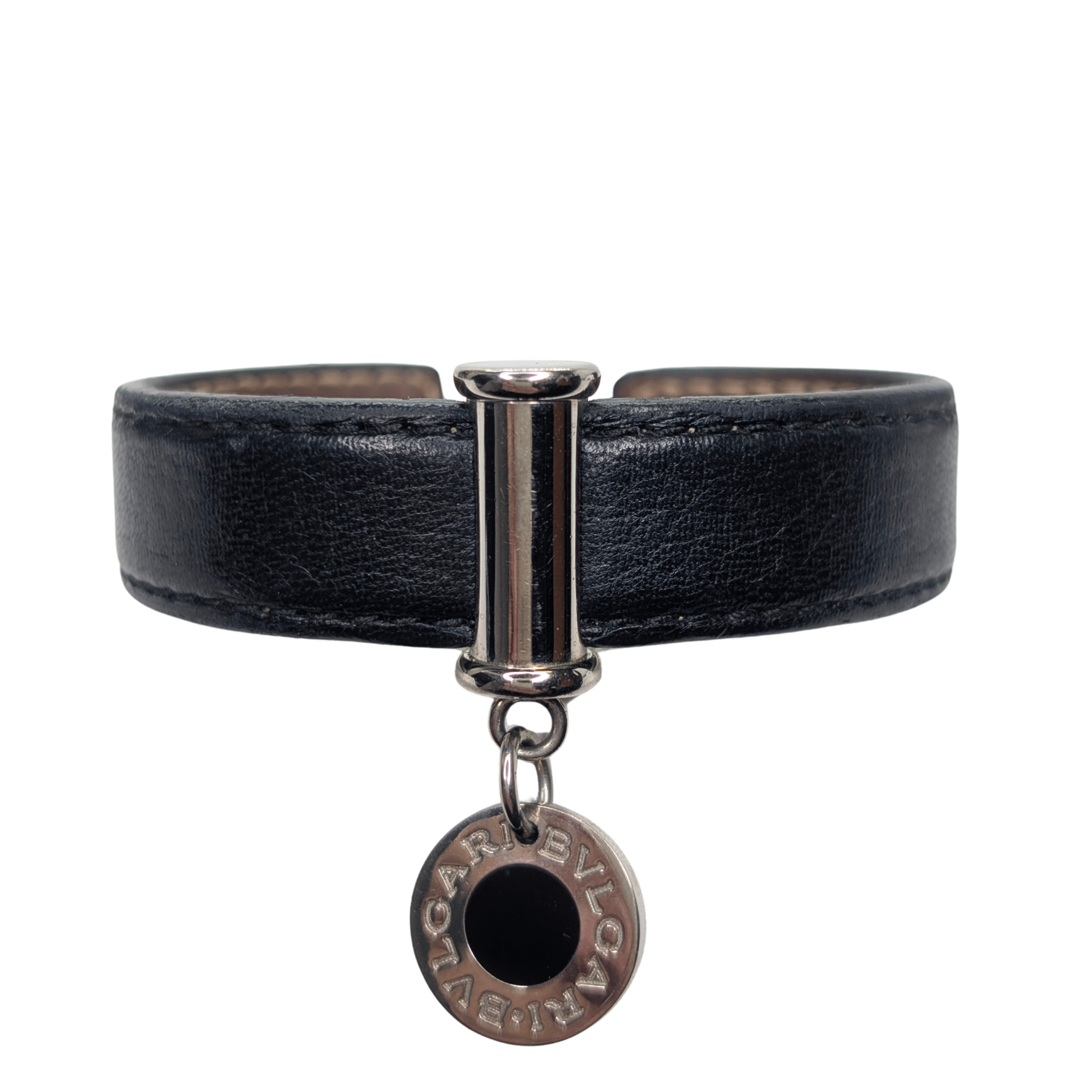 Bvlgari Leather Bangle Cuff Bracelet