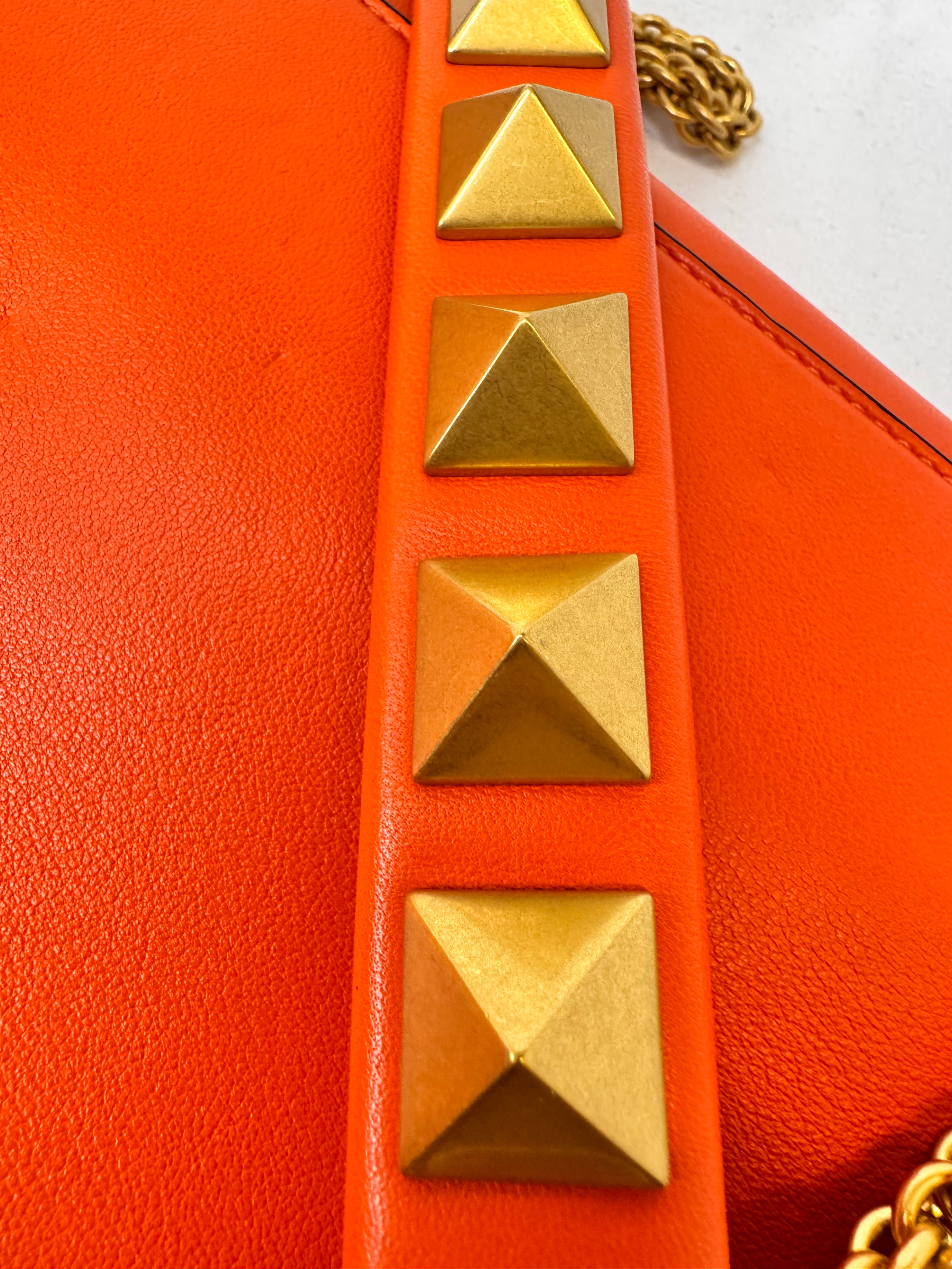 Valentino Garavani Stud Sign Shoulder Bag – Orange Nappa Leather - Lost Designer