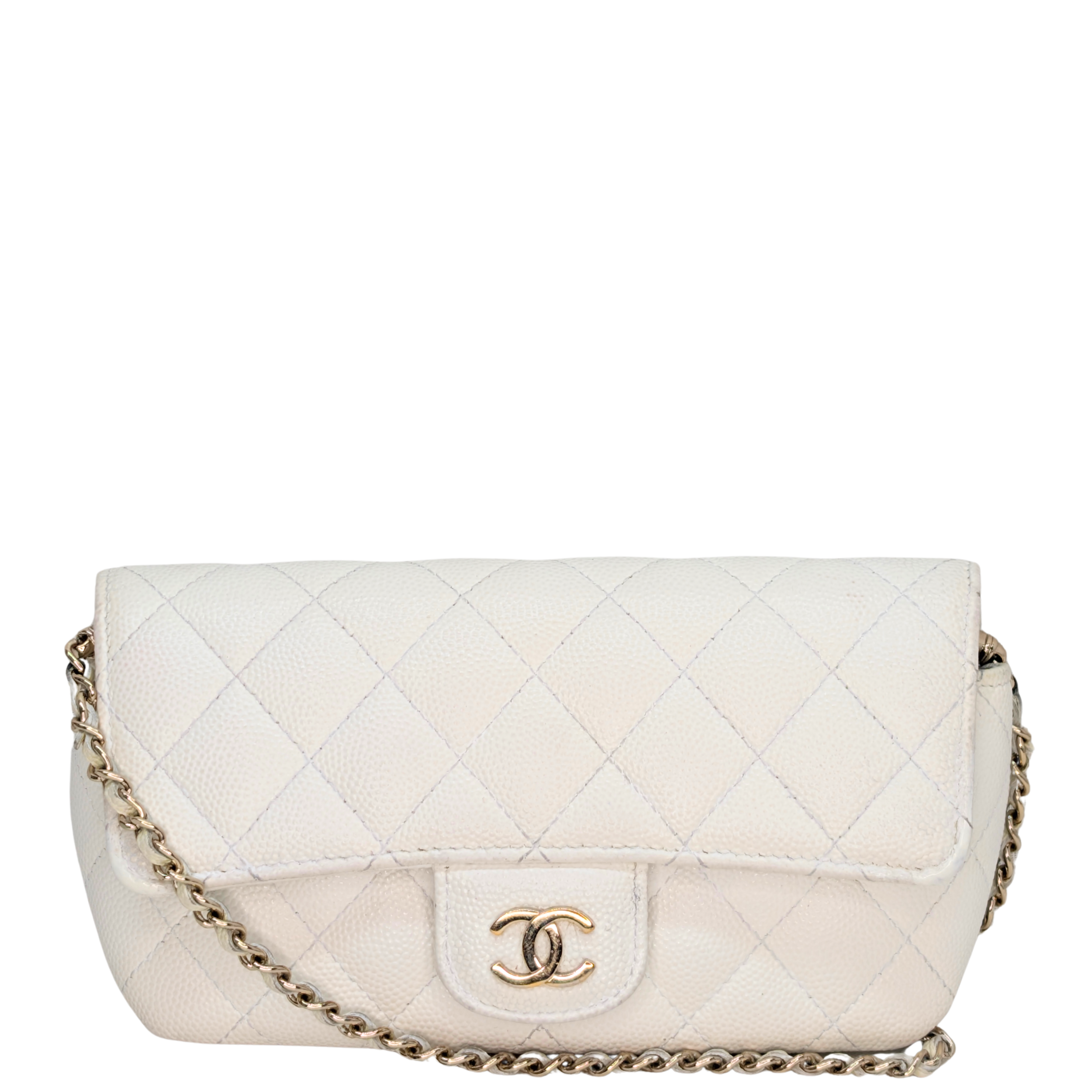 Chanel Quilted Caviar Sunglasses Case Bag White