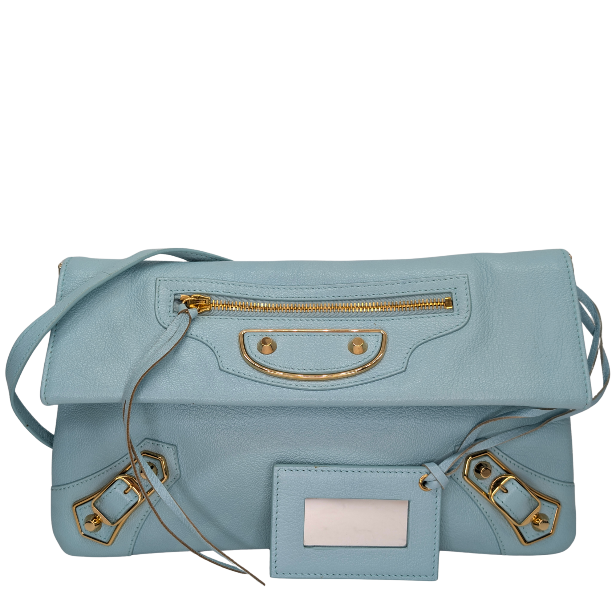 Balenciaga City Envelope Clutch Bag on chain Light Blue