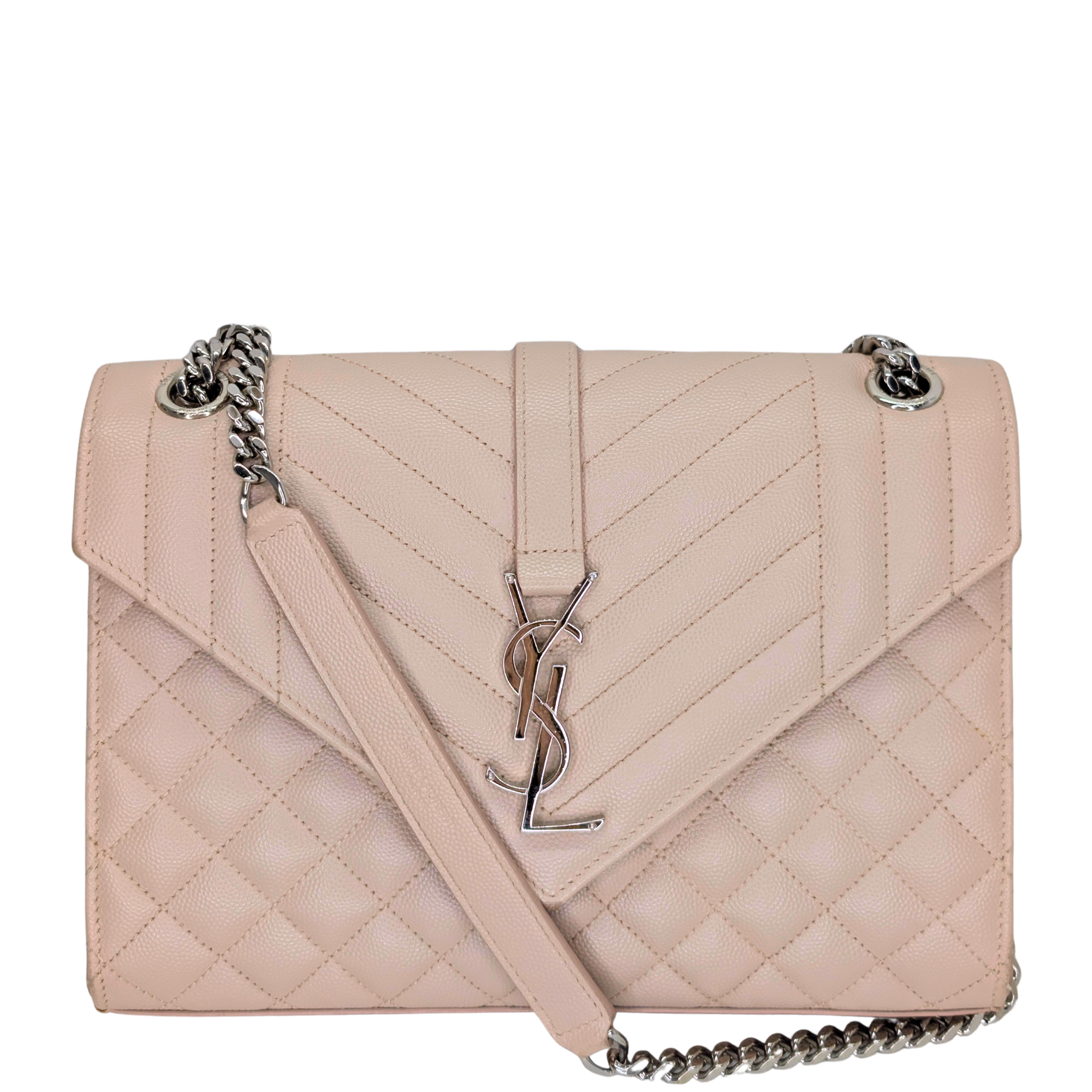 Saint Laurent Medium Envelope Bag Marble Pink