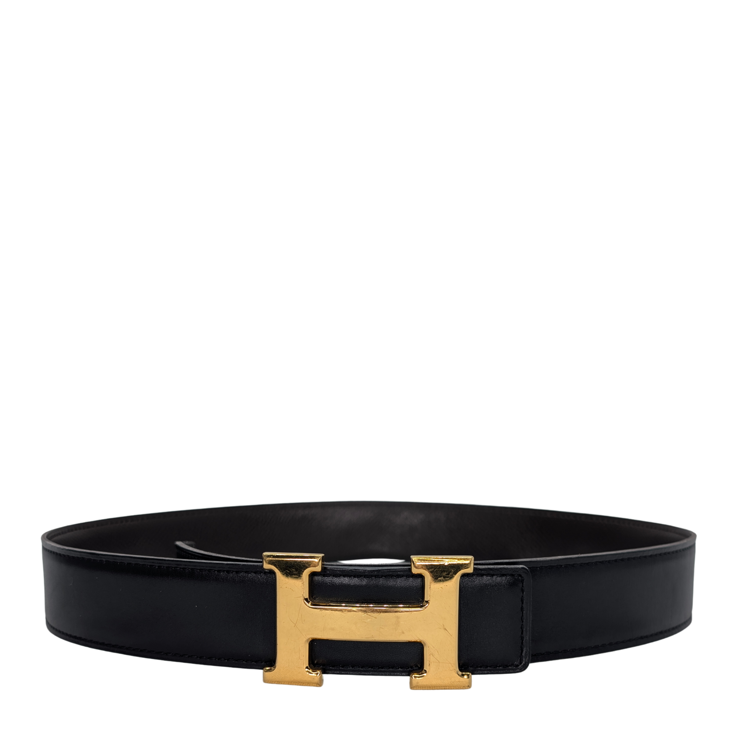 Hermes H Leather Belt Black 70