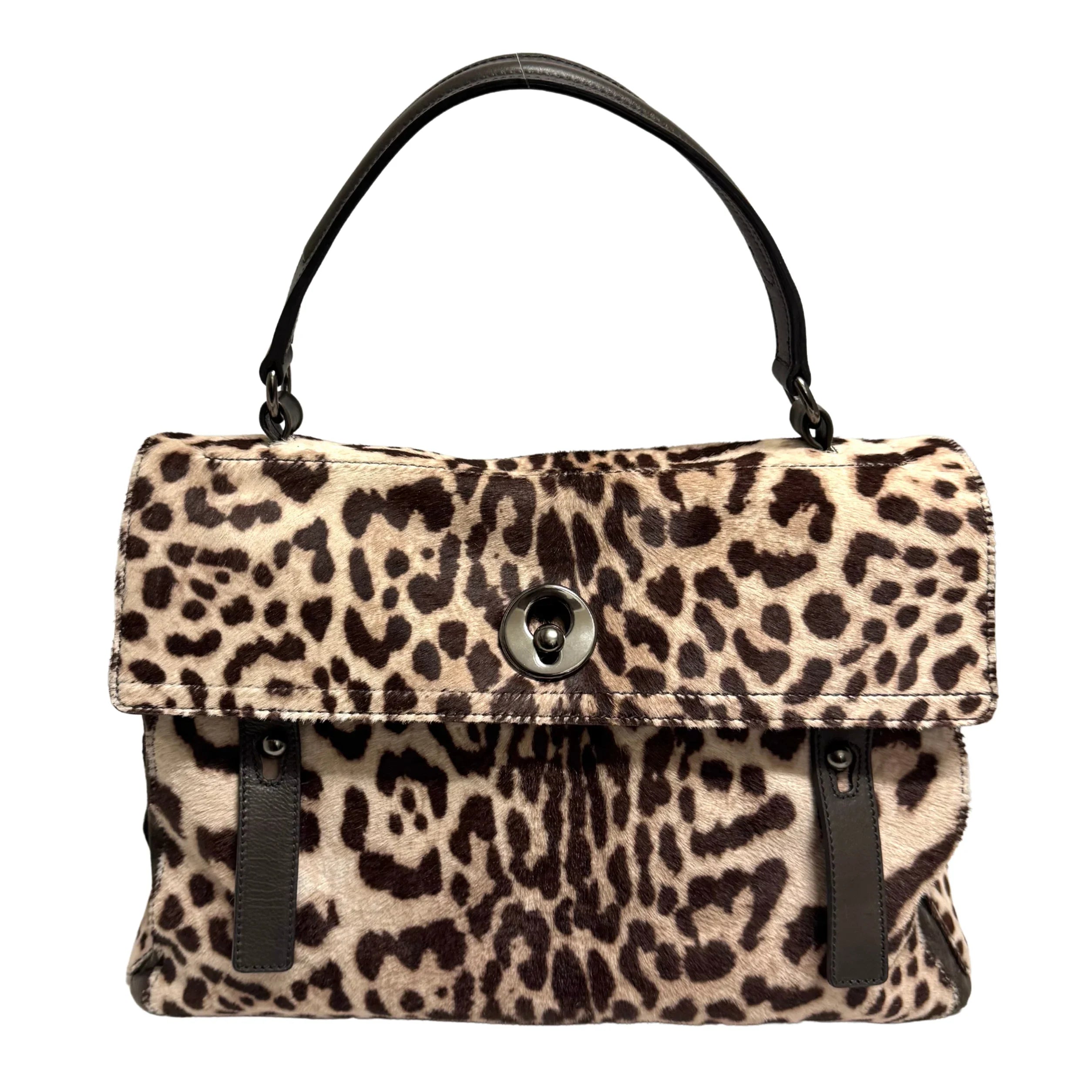 Saint Laurent Ponyhair Top Handle Bag Leopard - Lost Designer