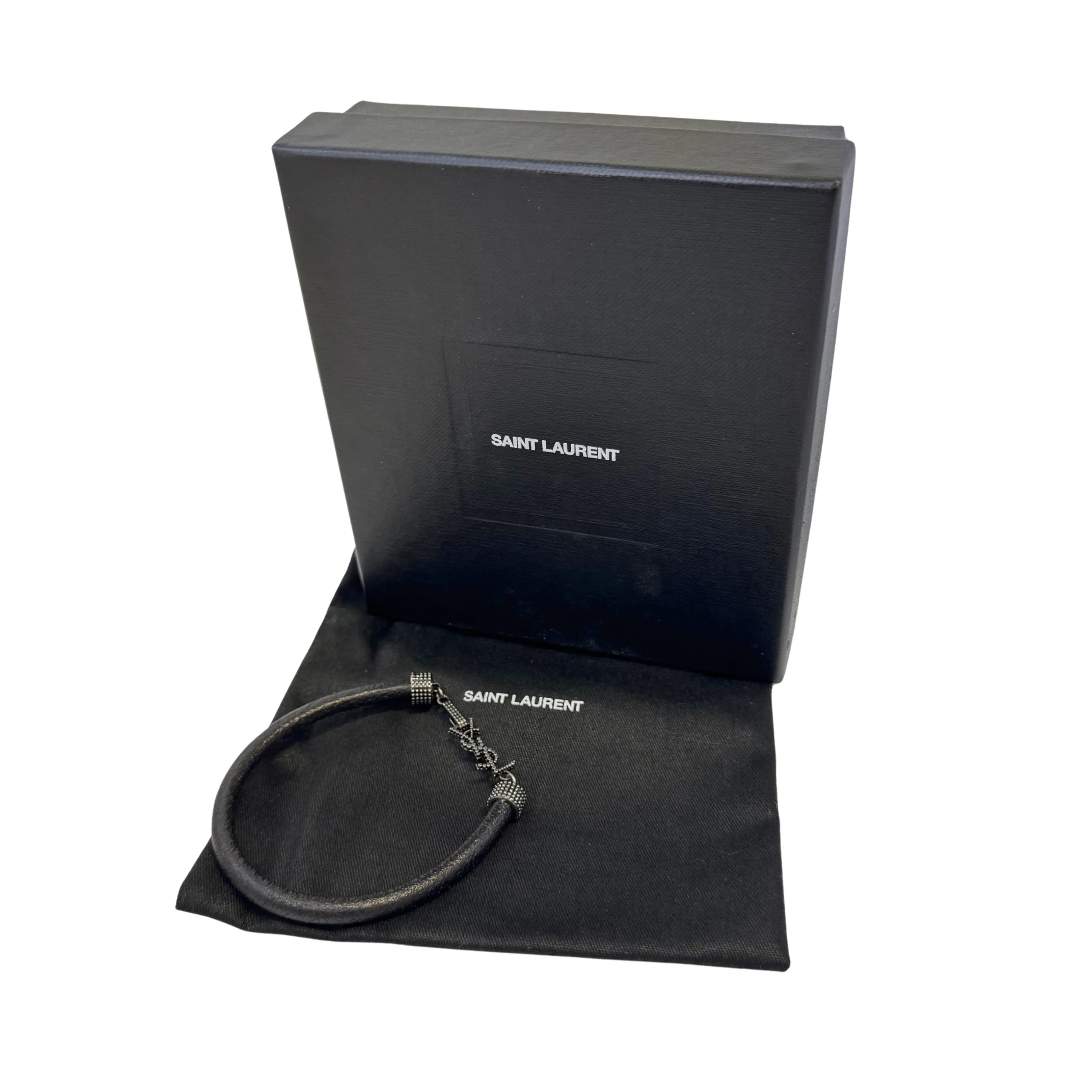 Saint Laurent Textured Leather Bracelet - Lost Designer