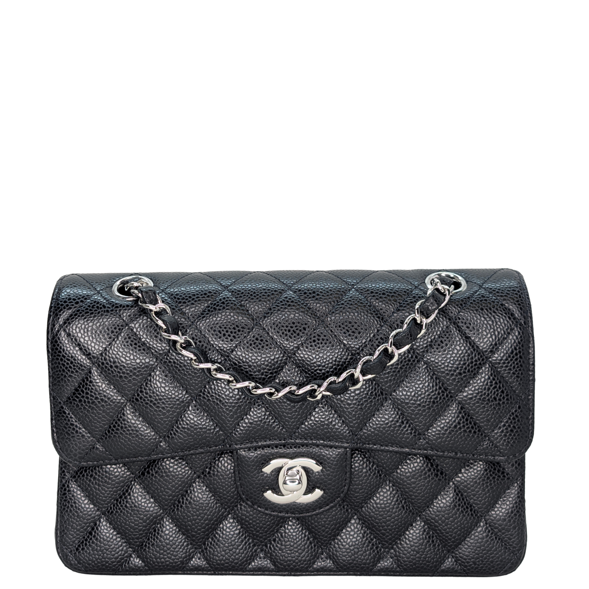 Chanel Classic Double Flap Caviar Black SHW Microchipped