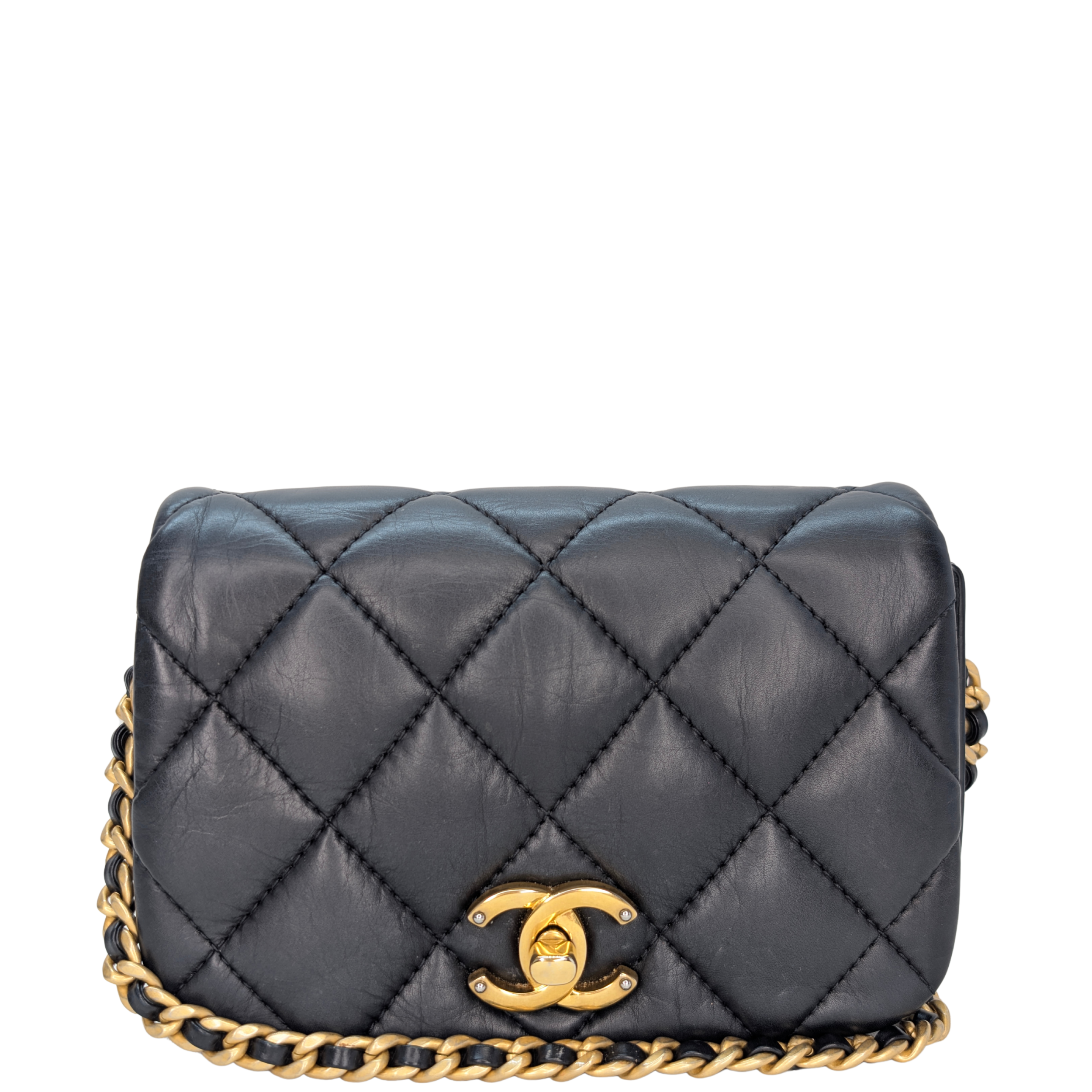 Chanel Quilted Mini Nailed CC Flap Bag Black