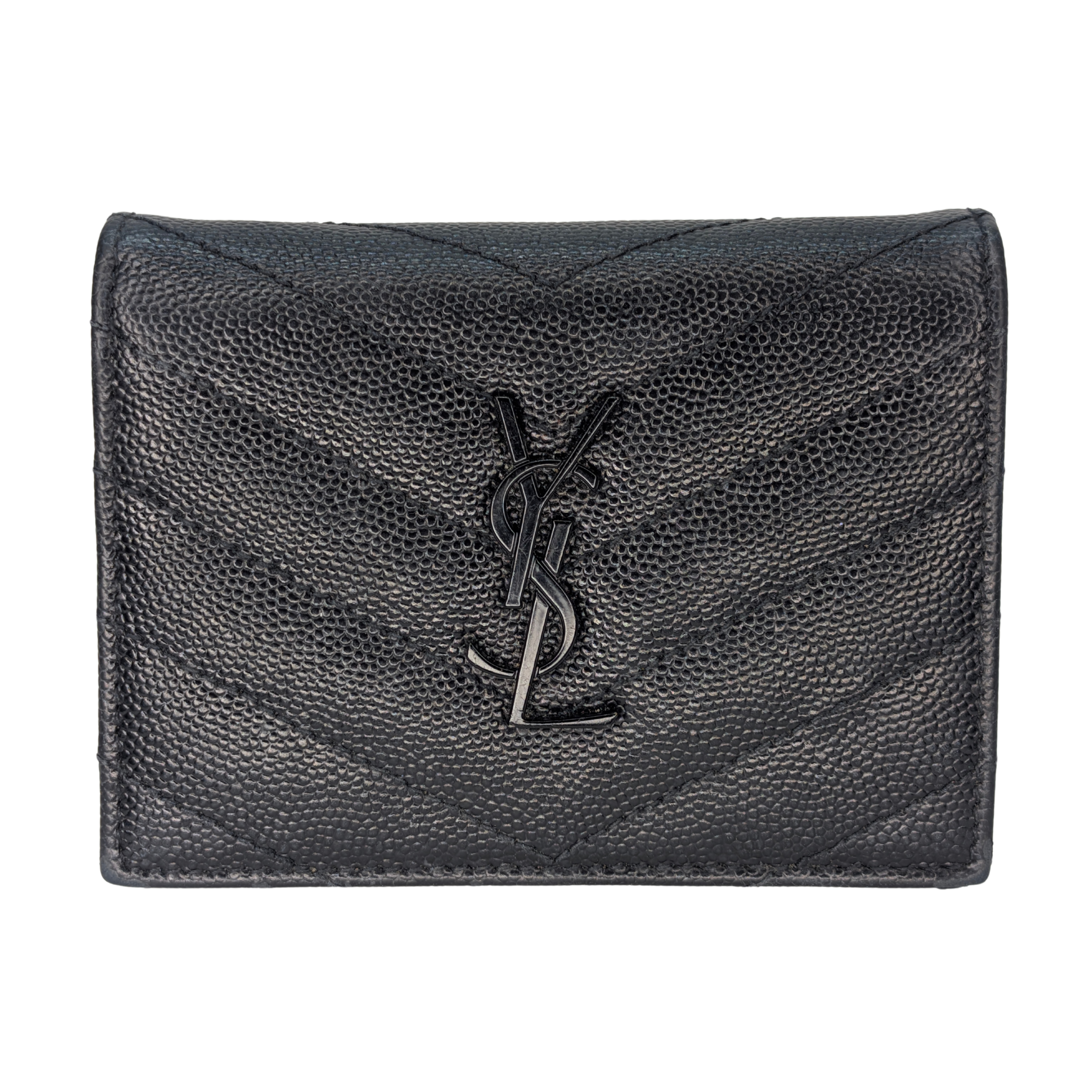 Saint Laurent Cassandre Metalasse Wallet Black