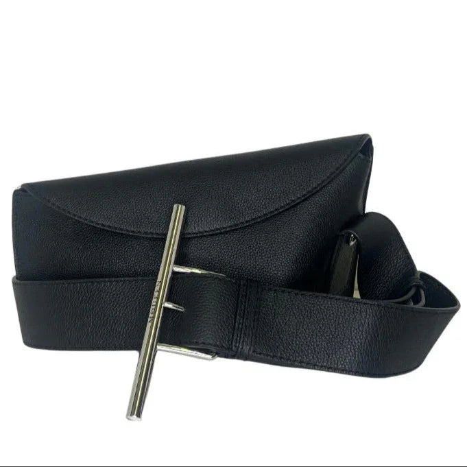Alexander McQueen Black Leather T-Bar Sling Shoulder Bag - Lost Designer