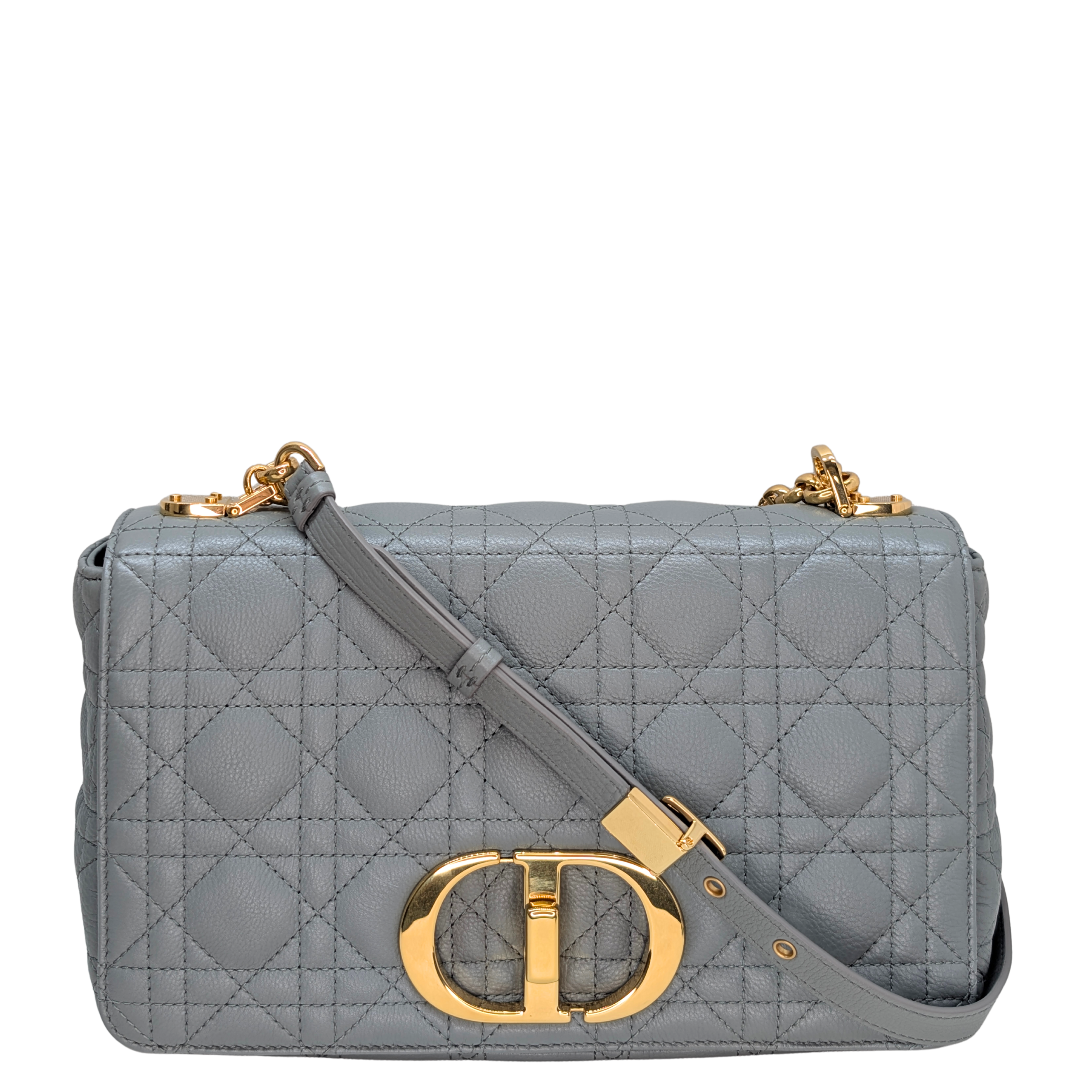 Dior Medium Caro Bag Supple Cannage Calfskin Stone Gray
