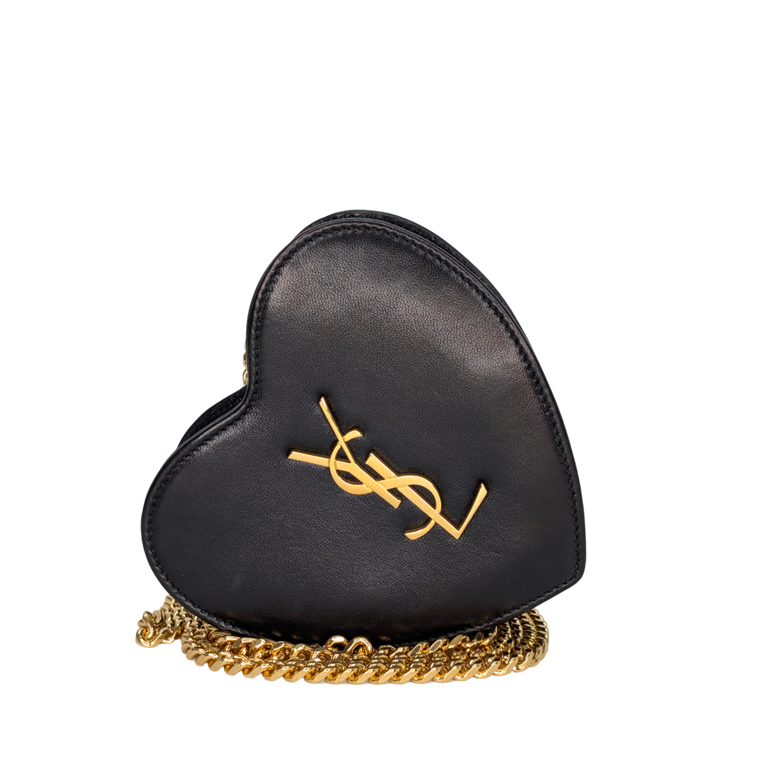 Saint Laurent Mini Love Heart Leather Crossbody Bag Black