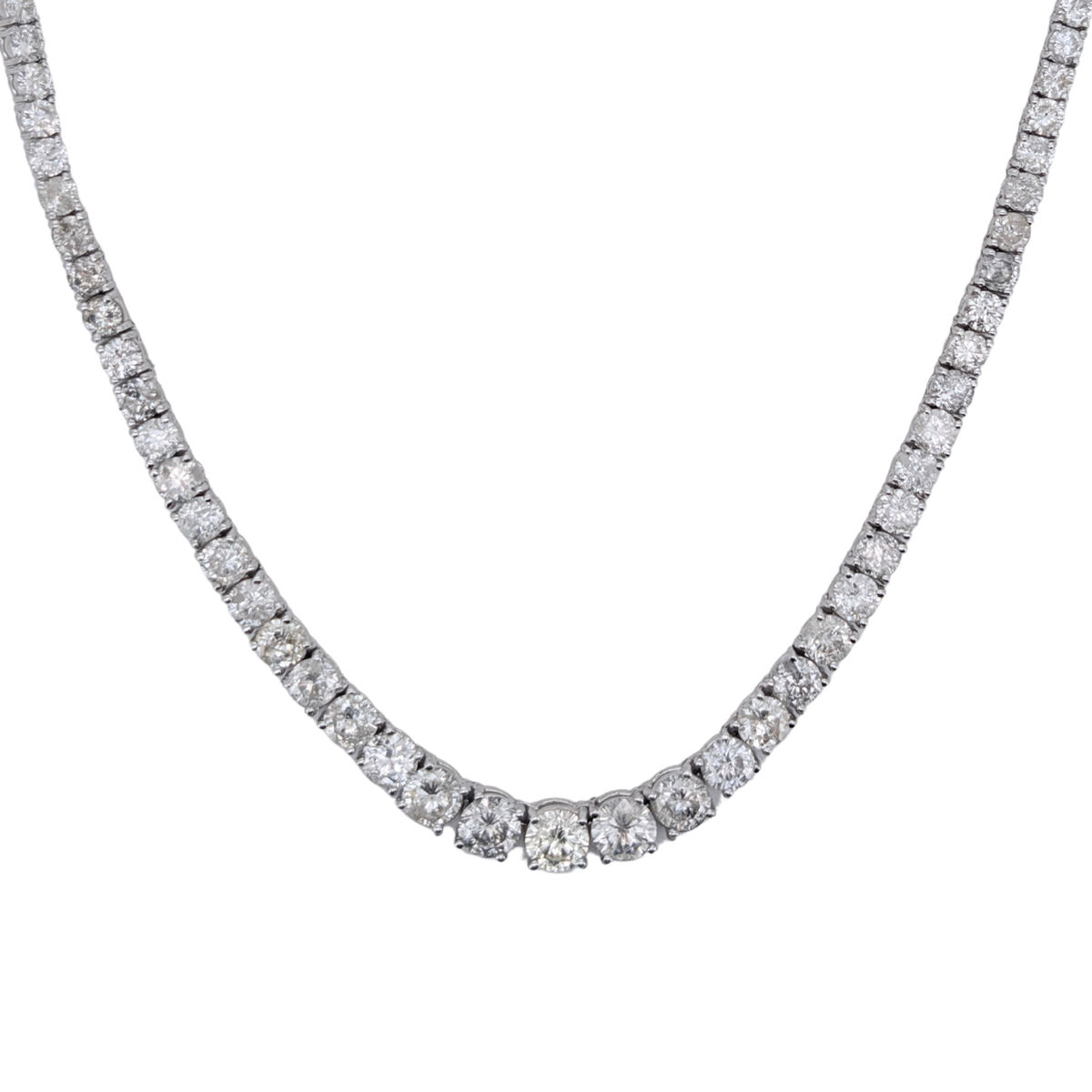 20.0Ct Natural Brilliant Diamond Graduating Tennis Necklace Platinum