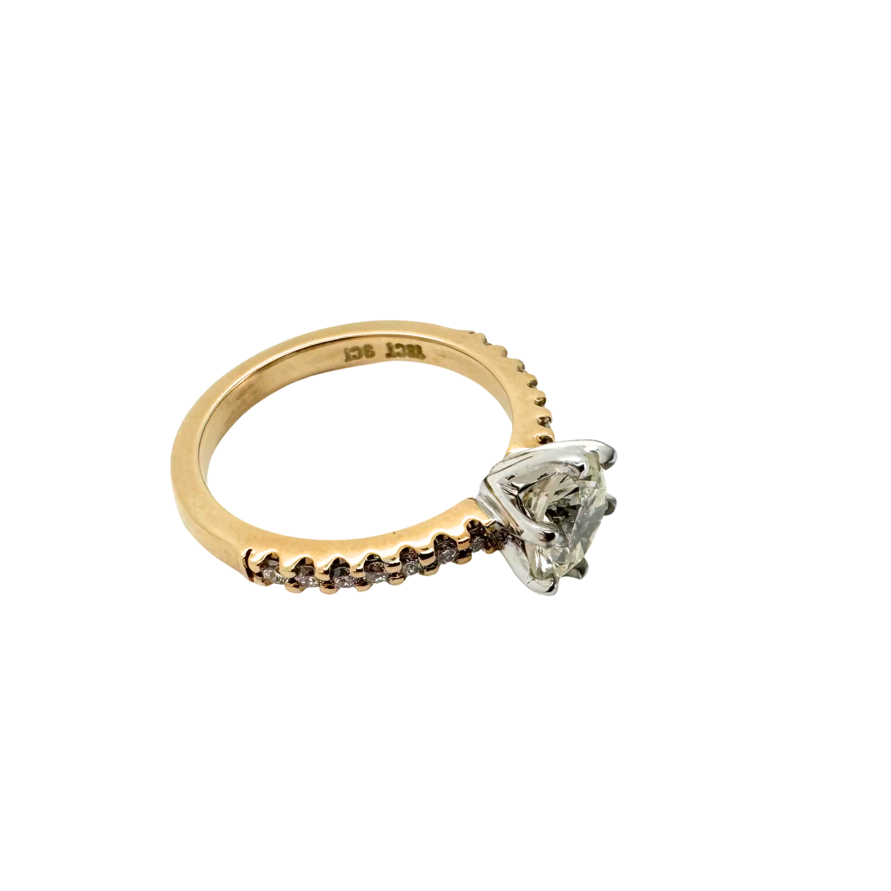 1.0ct Round Brilliant Natural Diamond on 9ct/18ct Gold Ring K½