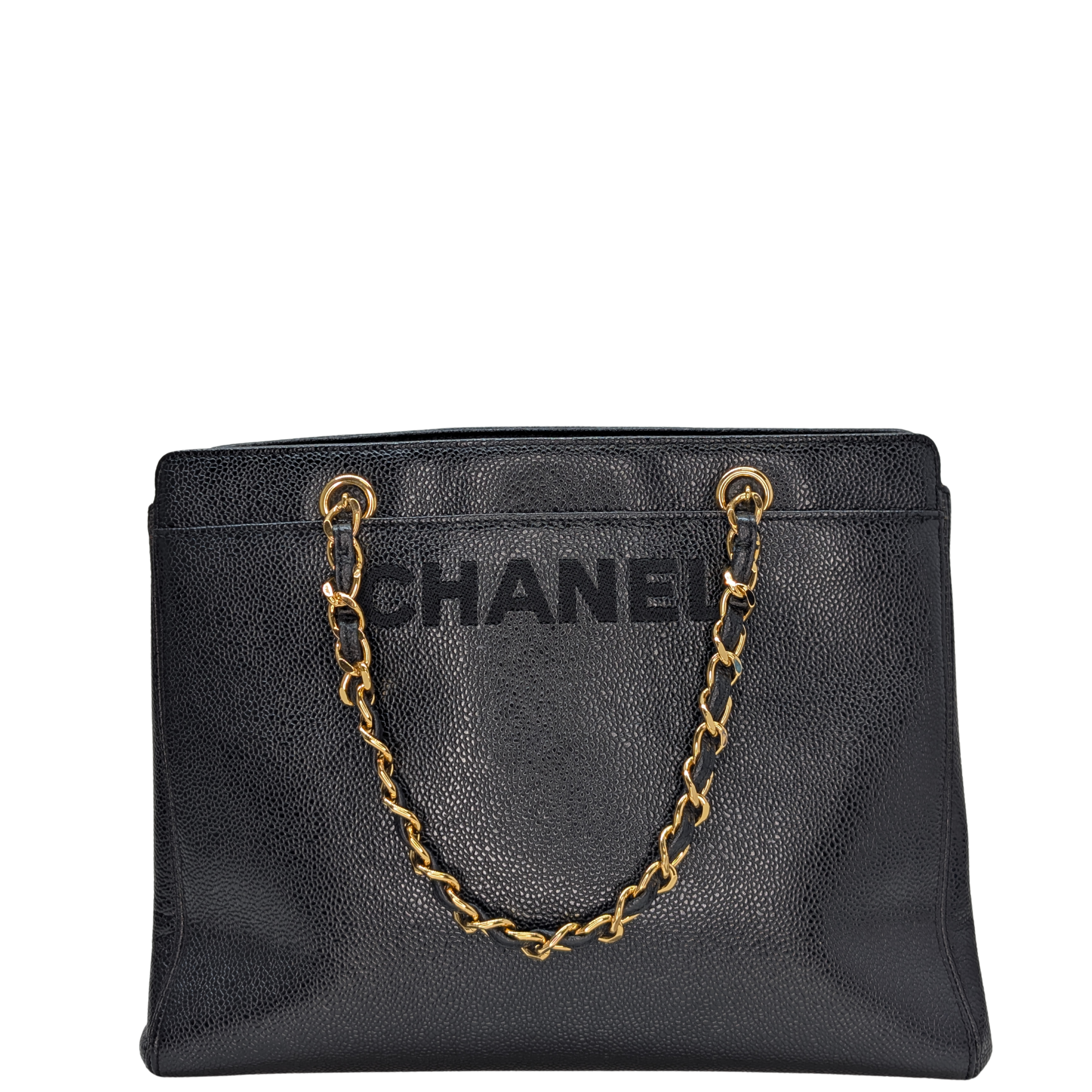 Chanel Vintage Tote Bag Caviar Leather Black
