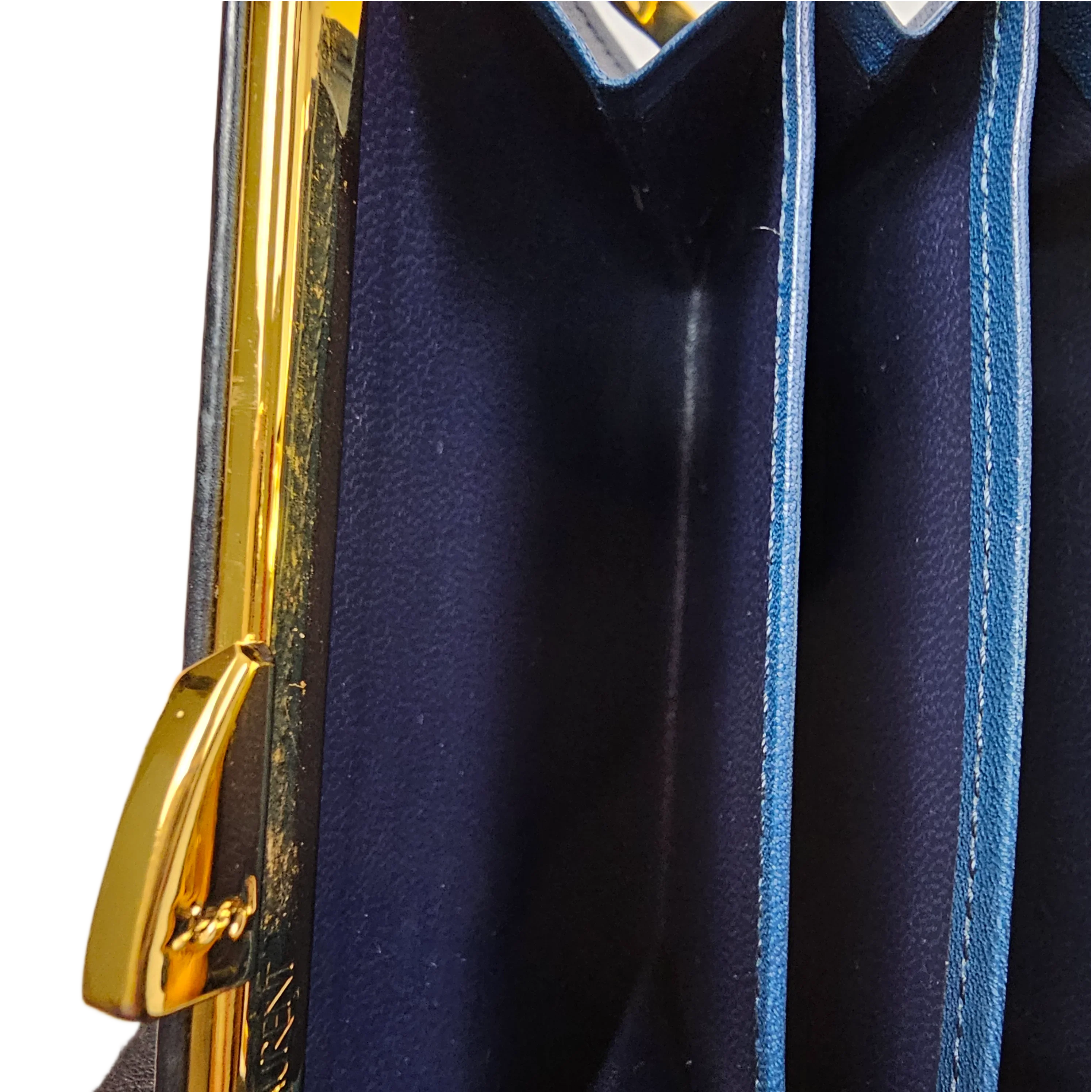 Saint Laurent Navy Blue Leather Wallet - Lost Designer