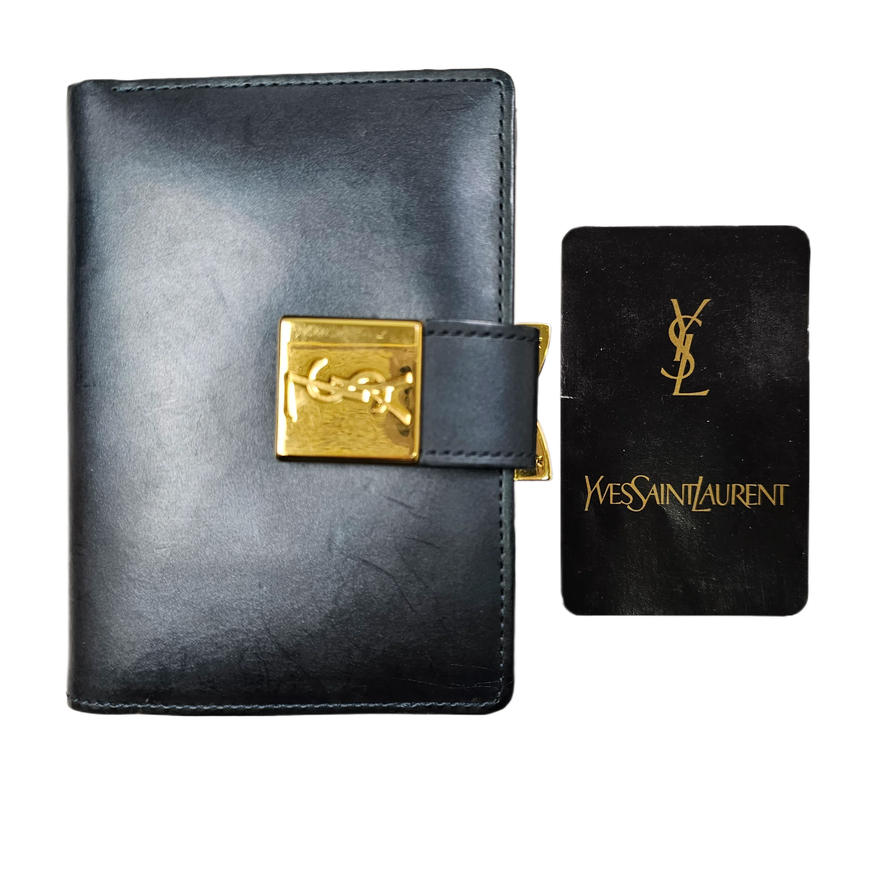 Saint Laurent Navy Blue Leather Wallet - Lost Designer