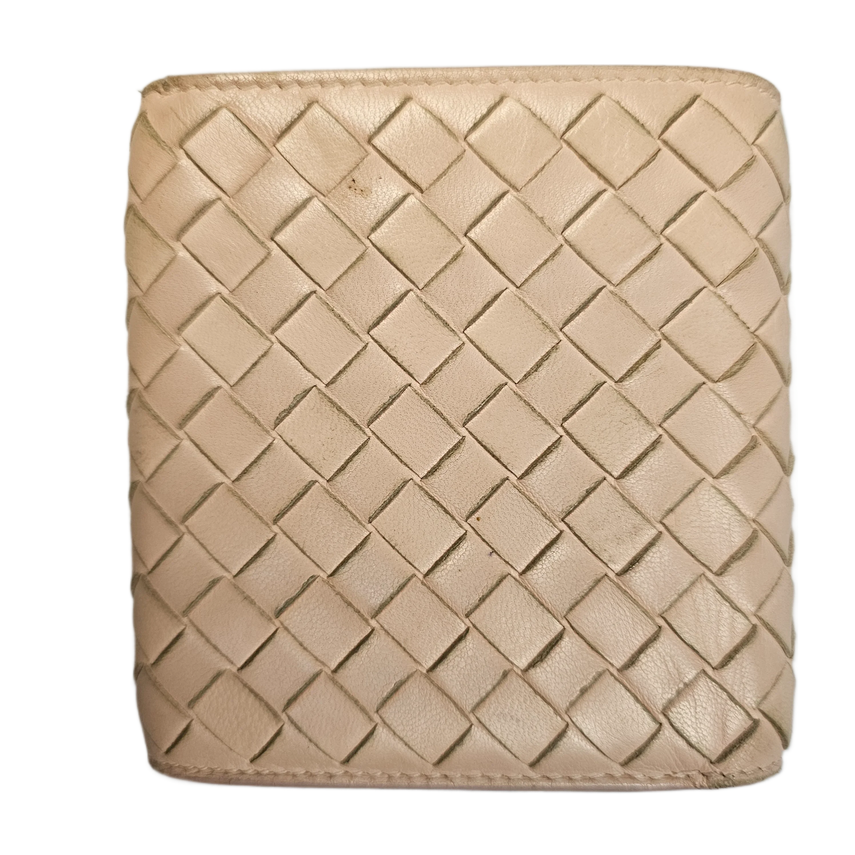 Bottega Veneta Intrecciato Beige Leather Wallet - Lost Designer