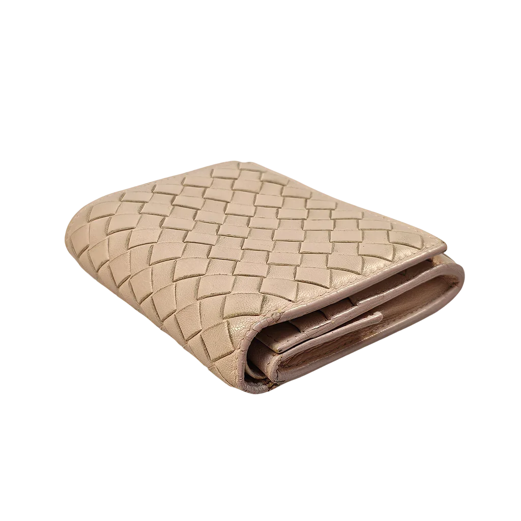 Bottega Veneta Intrecciato Beige Leather Wallet - Lost Designer