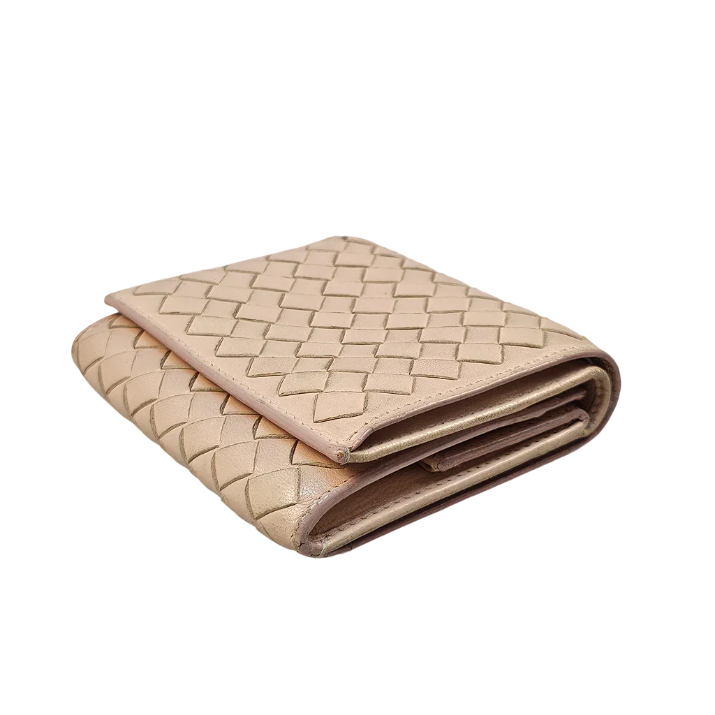 Bottega Veneta Intrecciato Beige Leather Wallet - Lost Designer