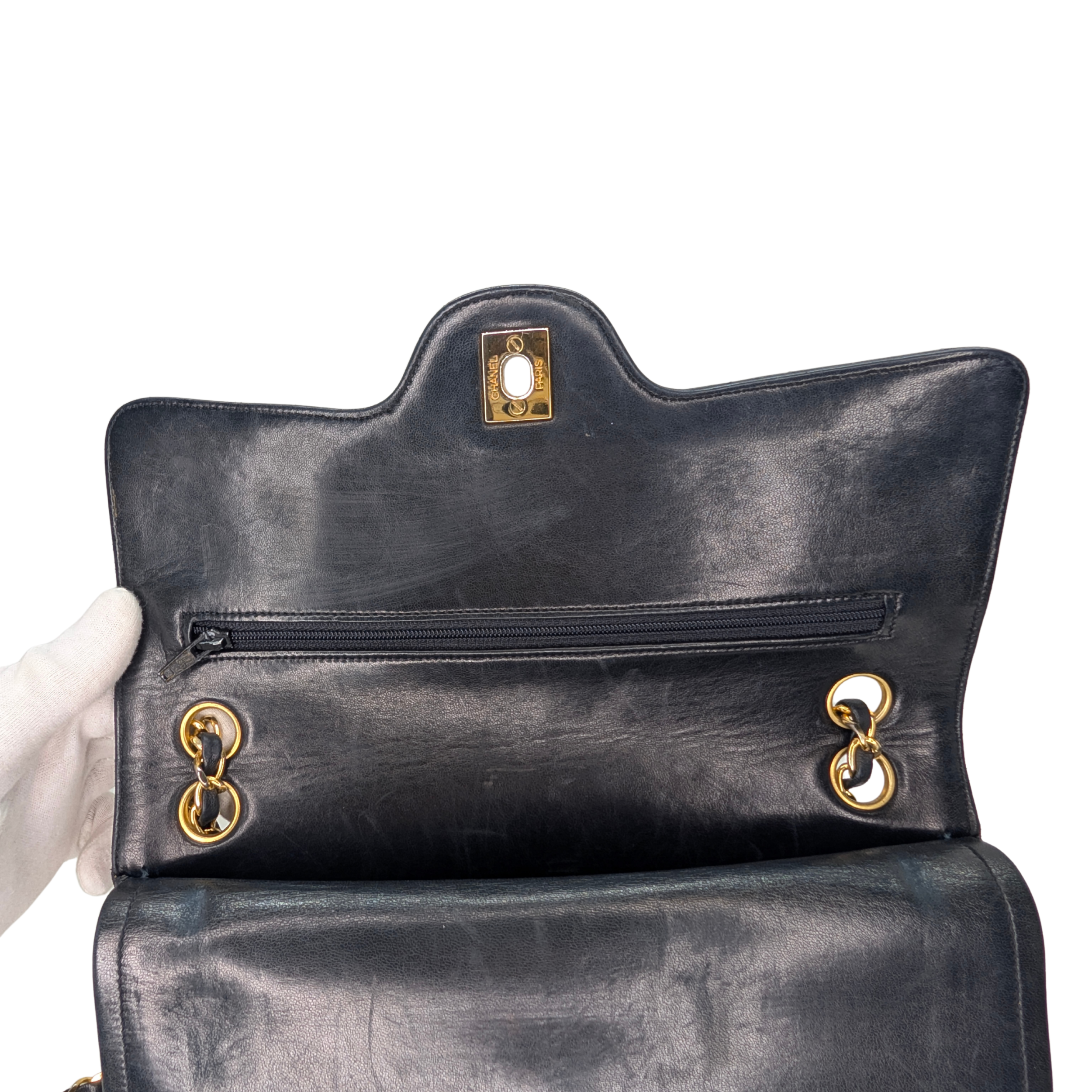 Chanel Vintage Classic Double Flap Medium Bag Black