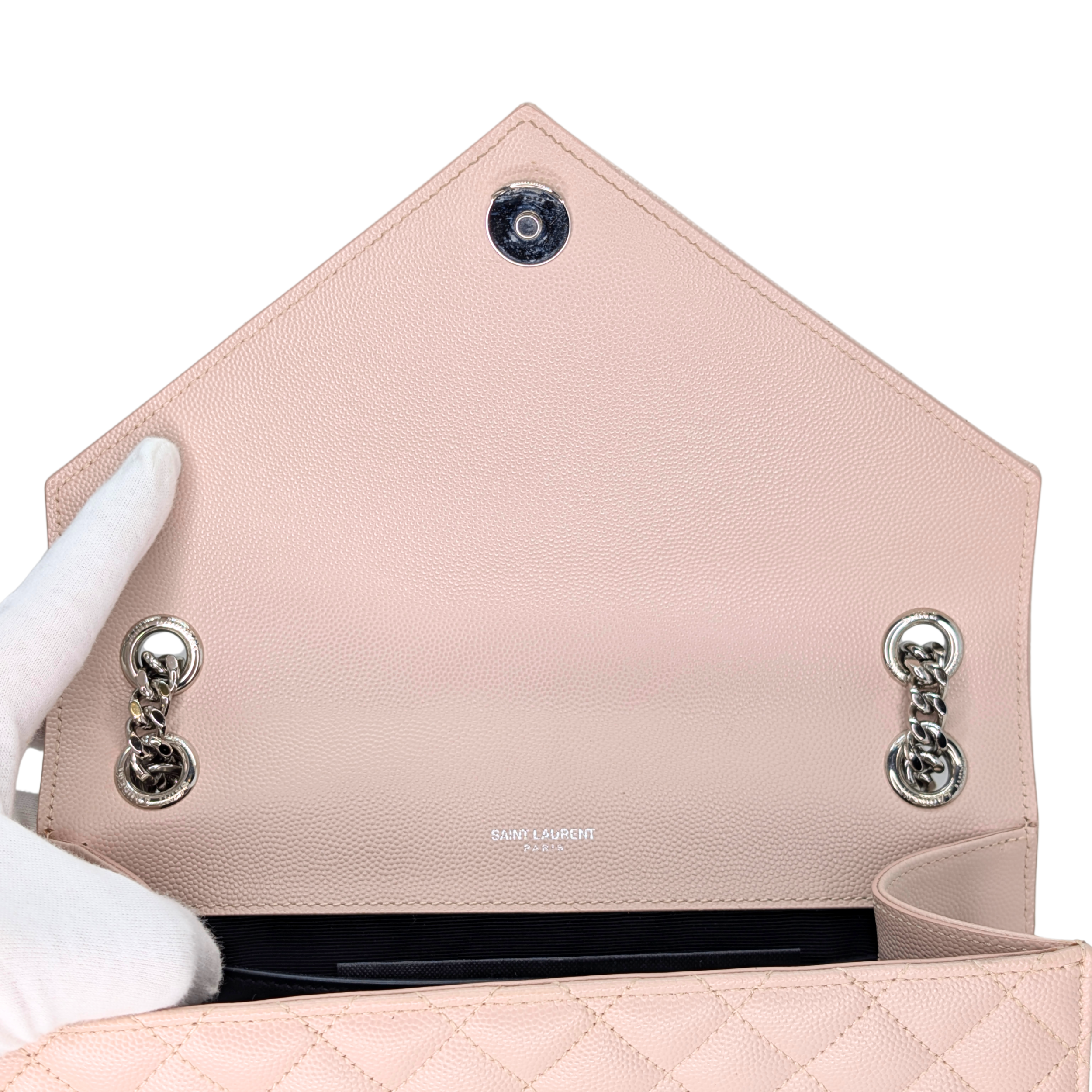 Saint Laurent Medium Envelope Bag Marble Pink