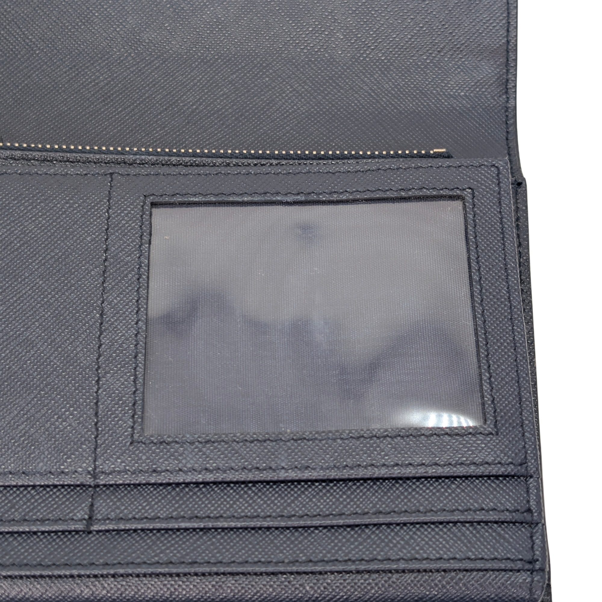 Black Prada Saffiano Multi Pocket Wallet Navy Blue