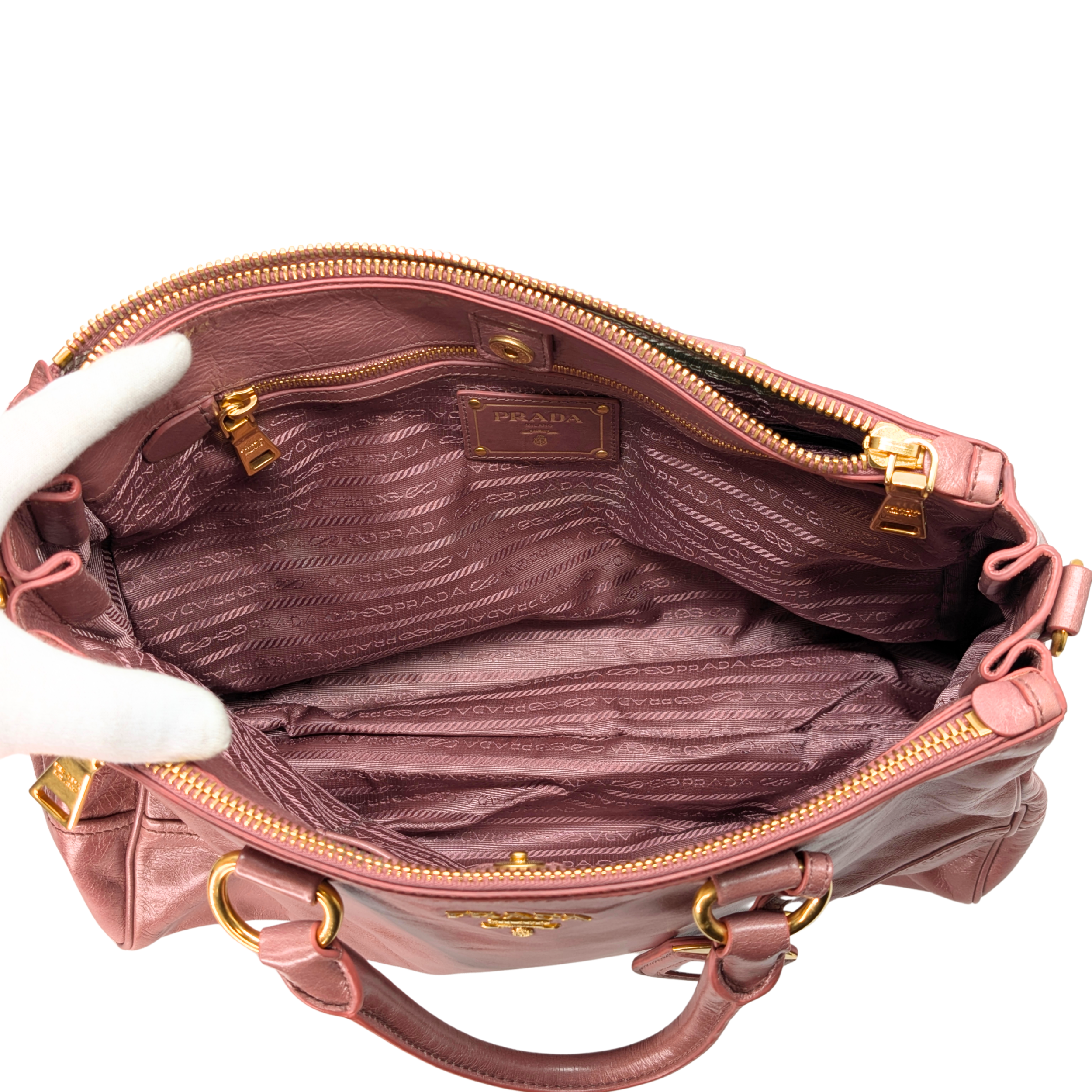 Prada Vitello Shine Shopping Tote Bag Dusky Rose
