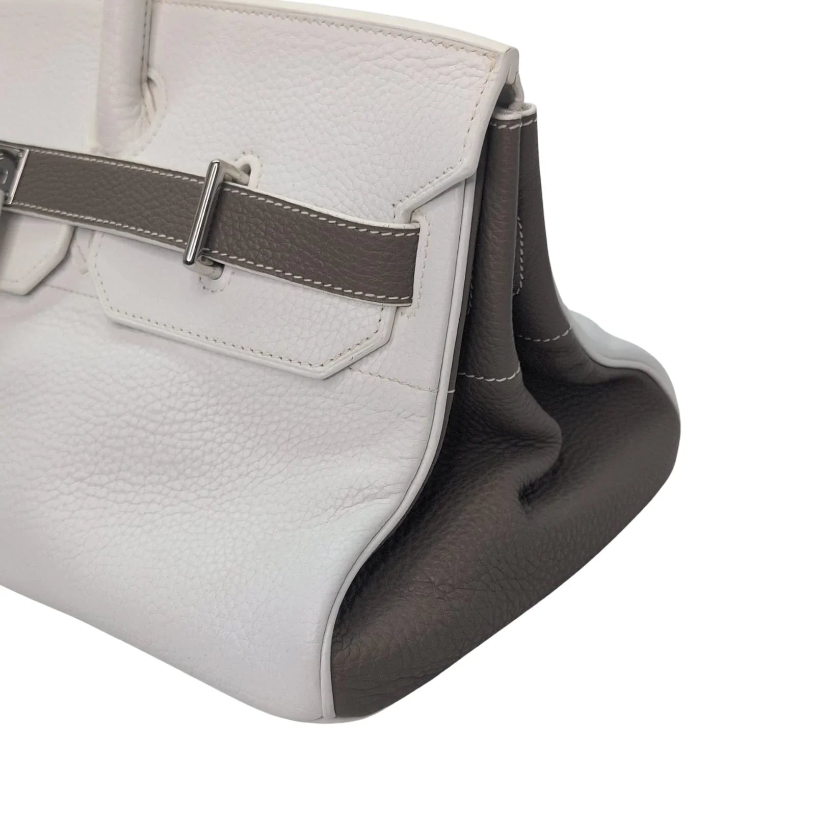 Hermès Birkin Shoulder 42 White Etoupe Clemence Palladium Hardware □J Stamp - Lost Designer