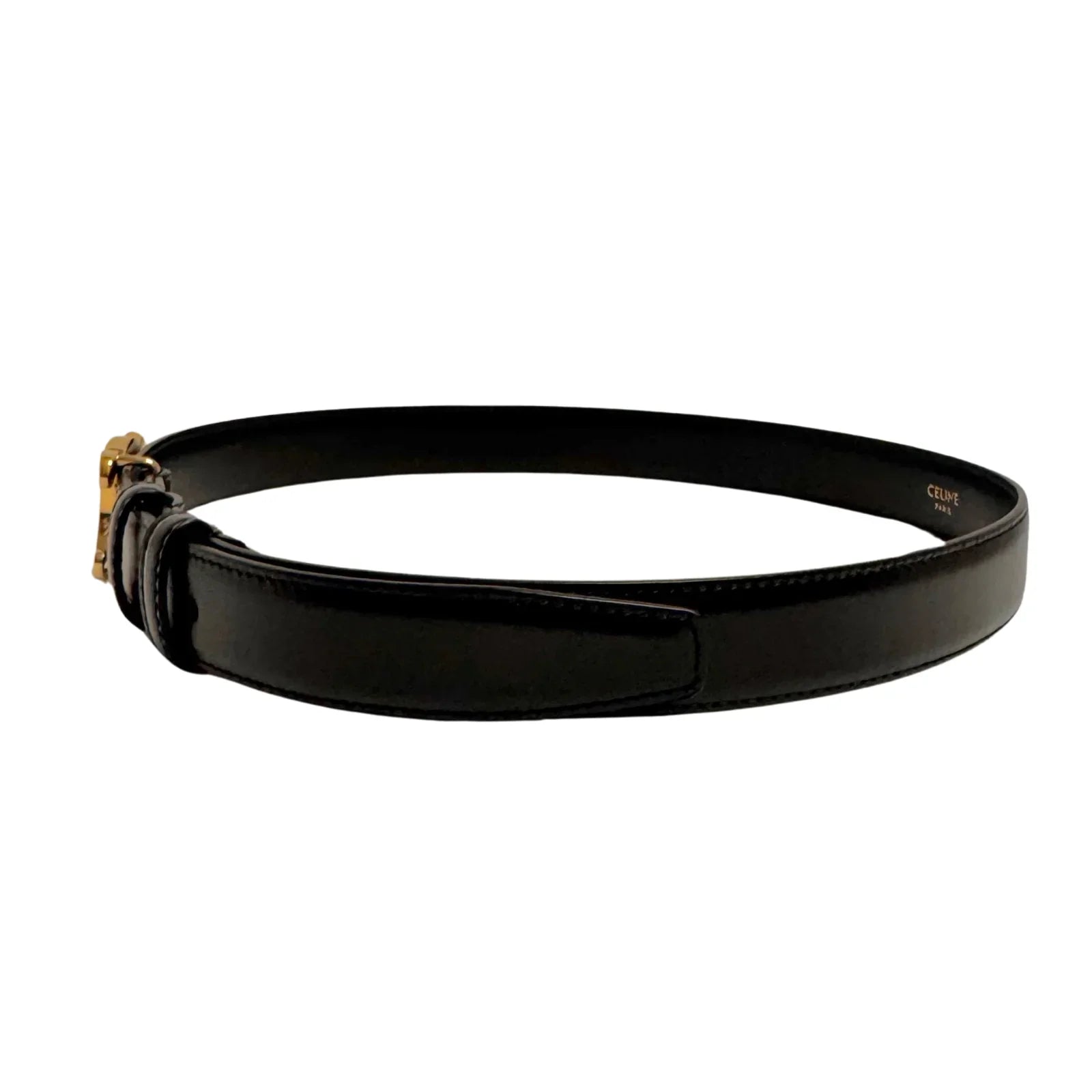 Celine Triomphe Leather Belt Black - Lost Designer