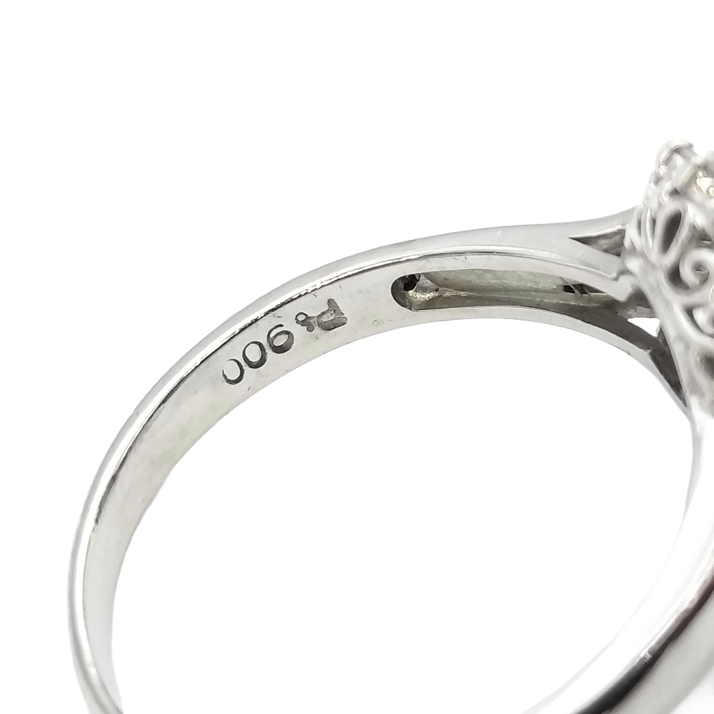 Platinum 900 Natural Sapphire 1.00ct & Diamond .02ct Cluster Ring Size R½ - Lost Designer