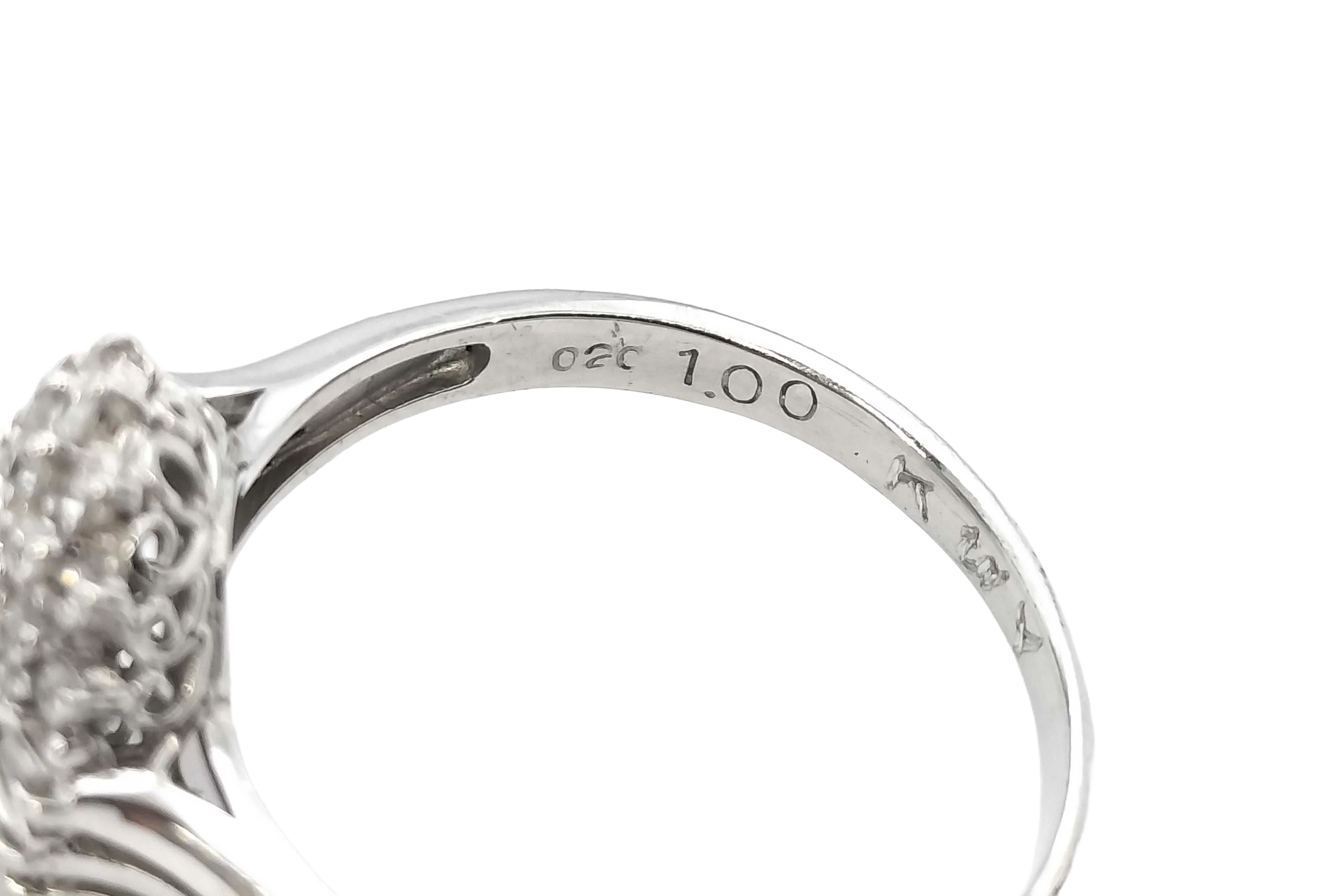 Platinum 900 Natural Sapphire 1.00ct & Diamond .02ct Cluster Ring Size R½ - Lost Designer