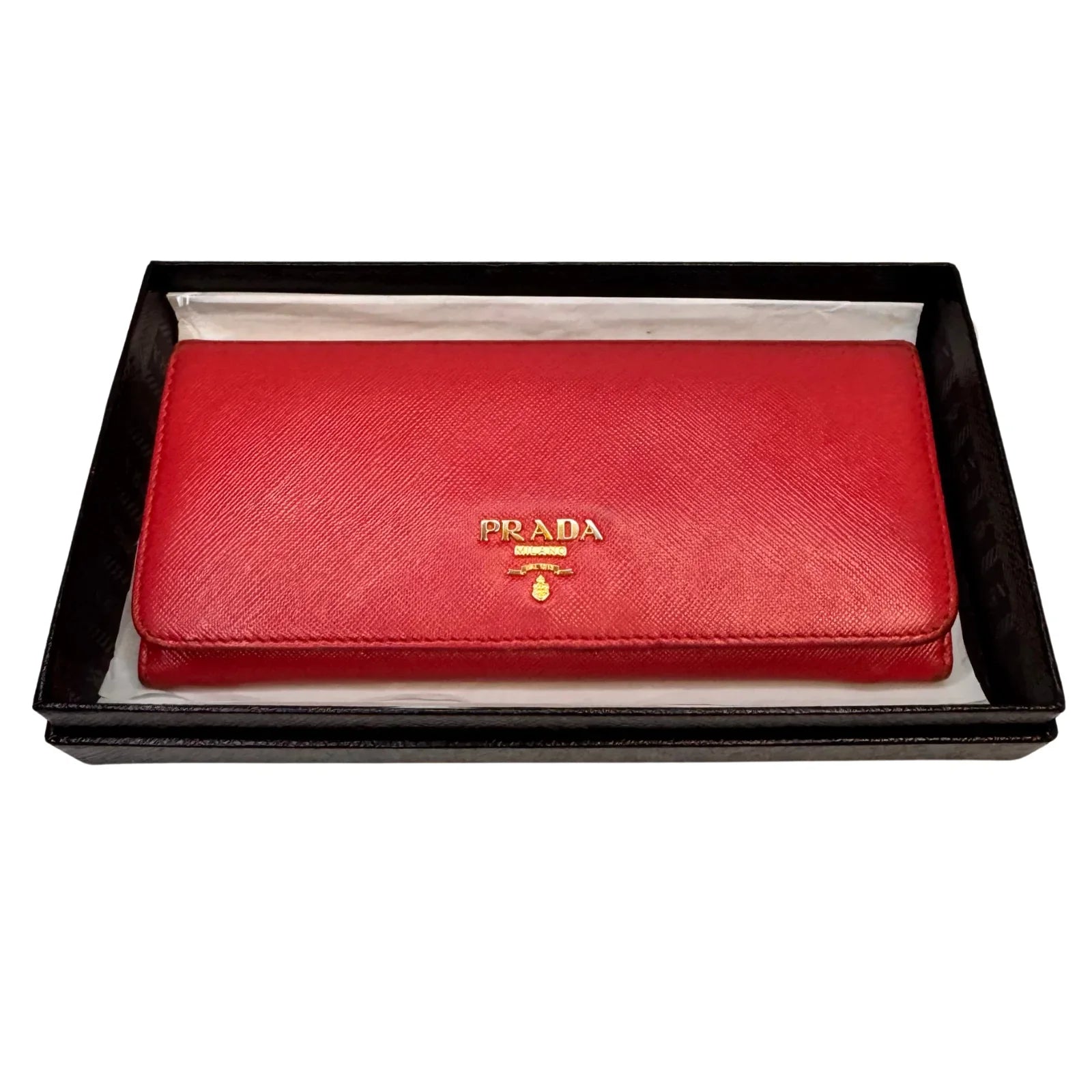 Prada Vitello Daino Continental Flap Wallet in Pink - Lost Designer