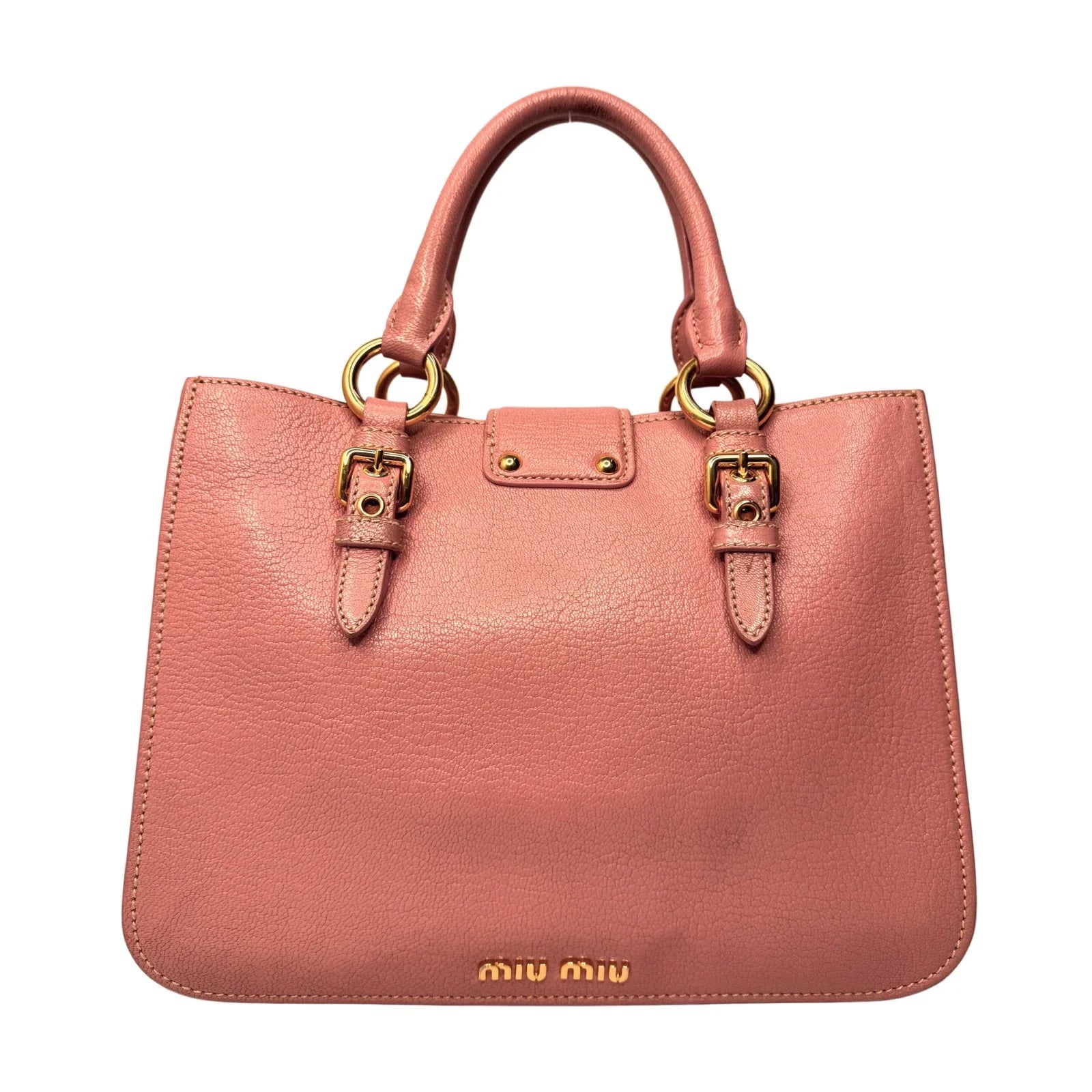Miu Miu Goatskin Madras Shopping Crossbody Tote Bag Pink - Lost Designer