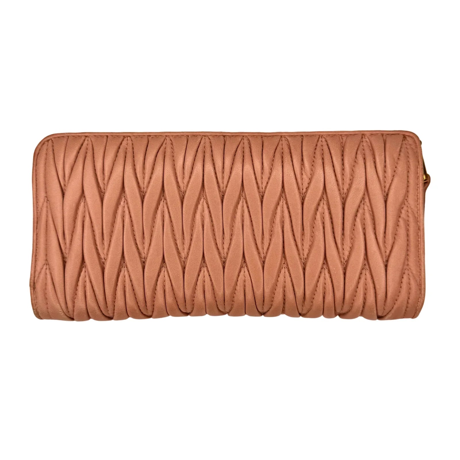 Miu Miu Matelassé Zip Around Wallet – Powdered Pink - Lost Designer