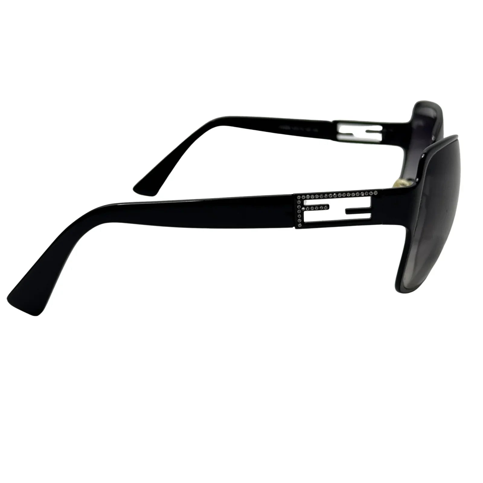 Fendi Black Rhinestone Angular Frame Sunglasses - Lost Designer