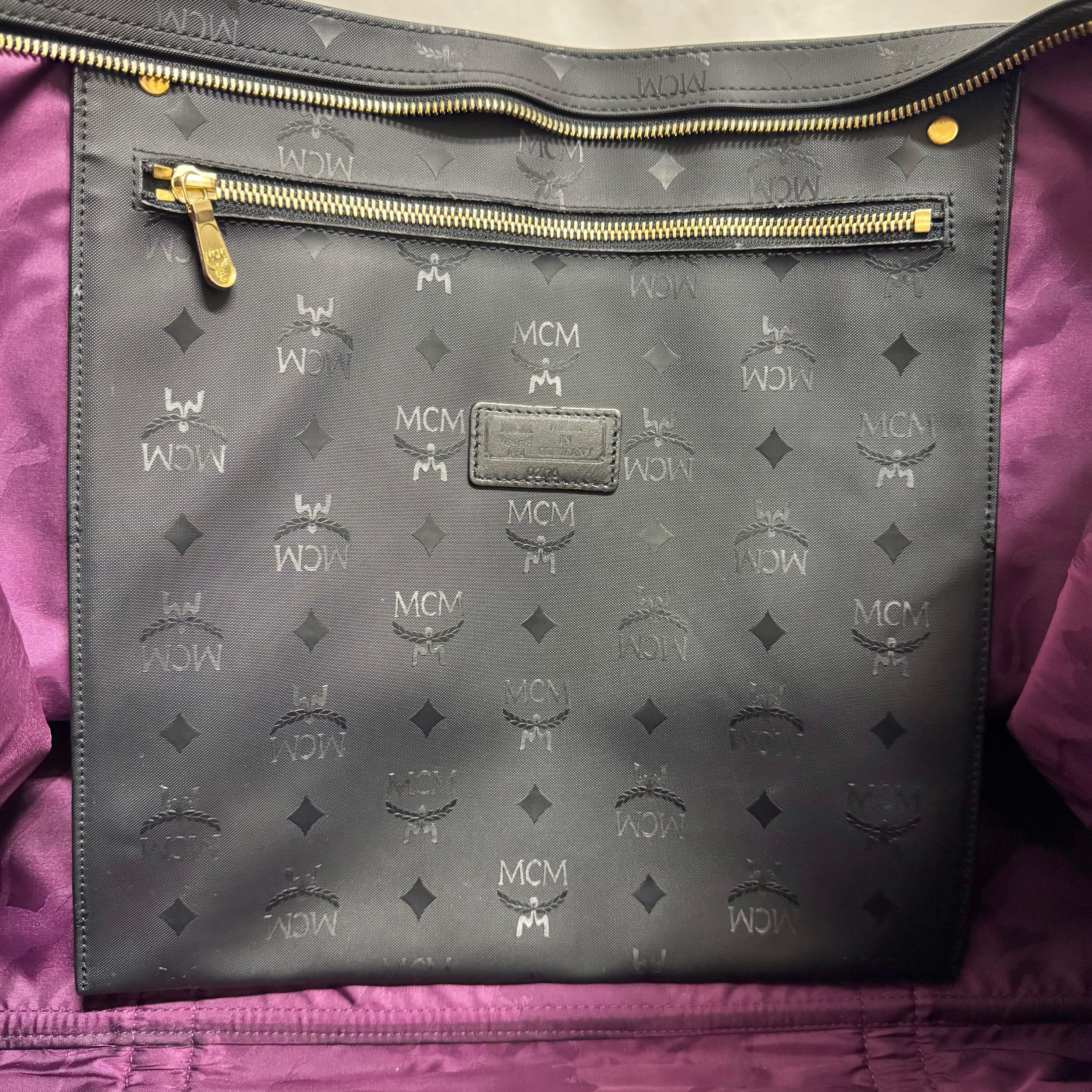MCM Large Visetos Nylon Tote Bag Black - Lost Designer