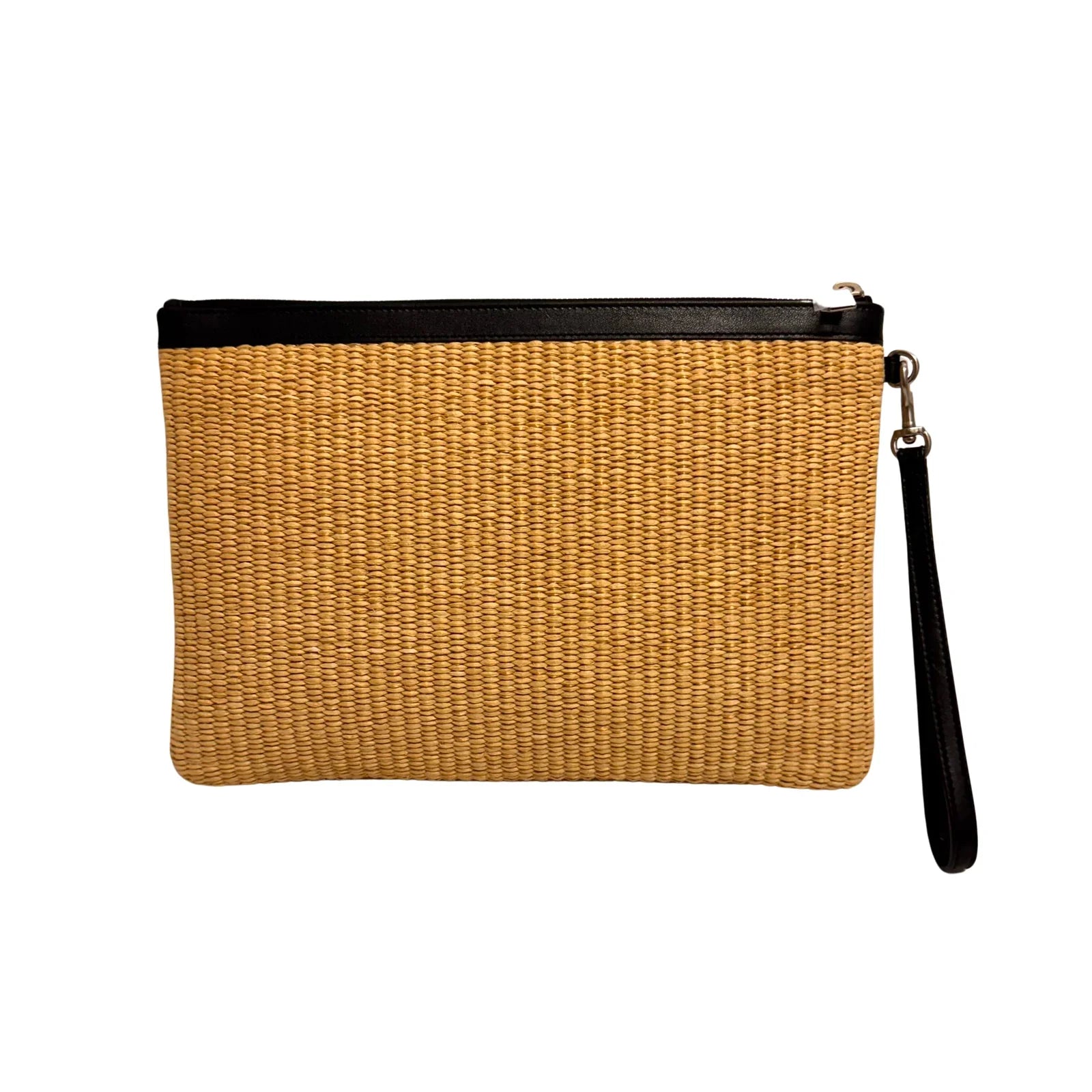Saint Laurent Raffia Calfskin Rive Gauche Zipped Pouch - Lost Designer