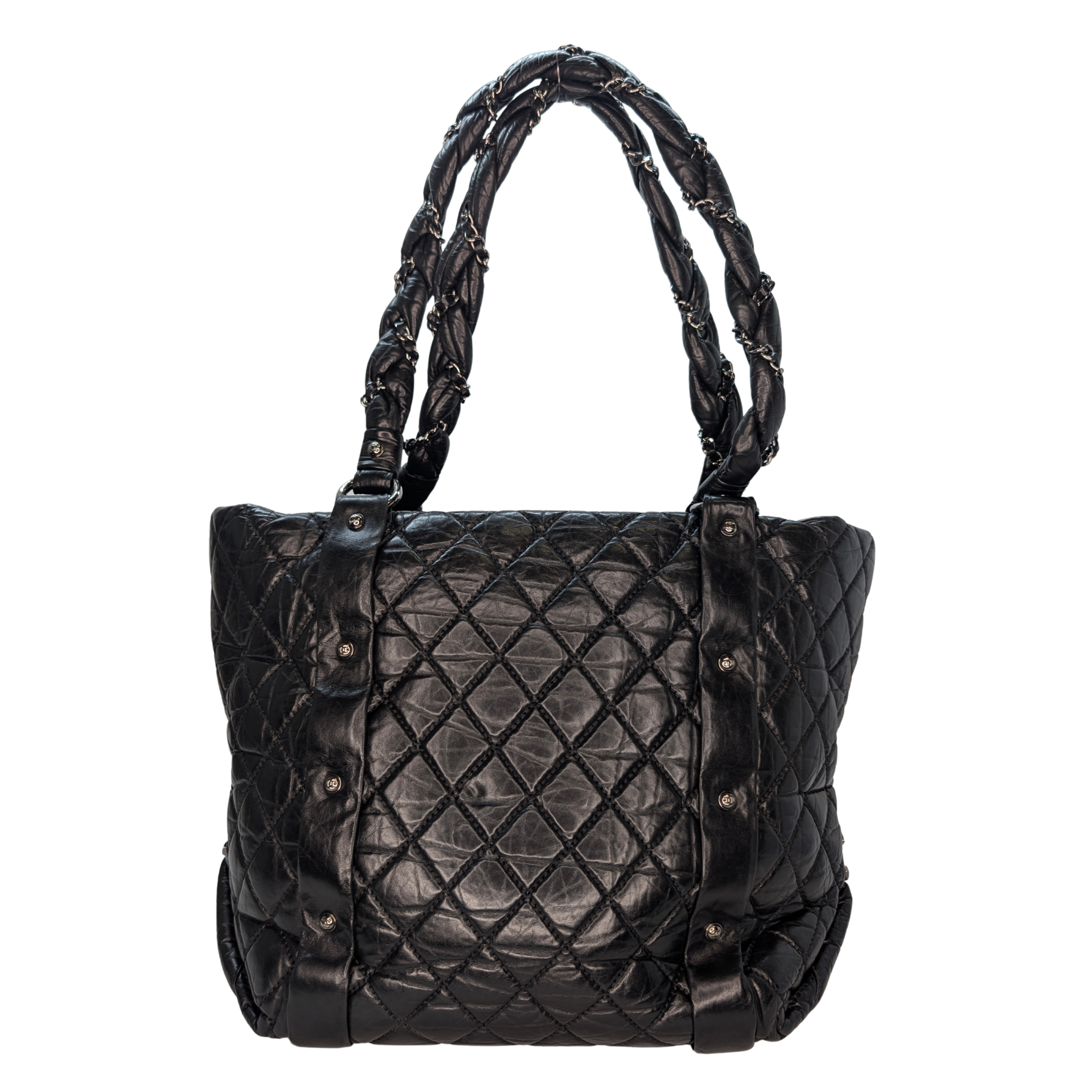 Chanel Distressed Lambskin Lady Braid Tote Bag Black