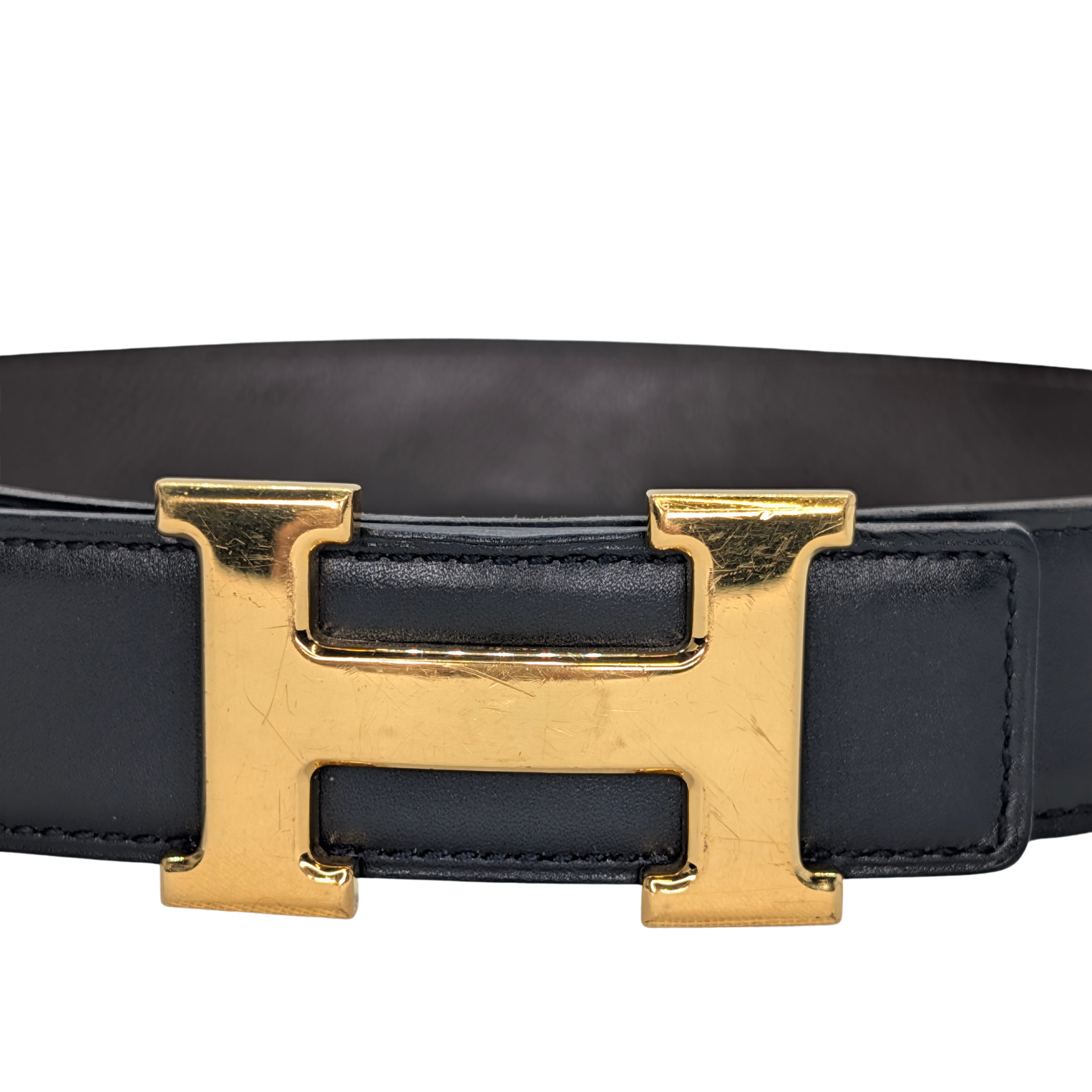 Hermes H Leather Belt Black 70