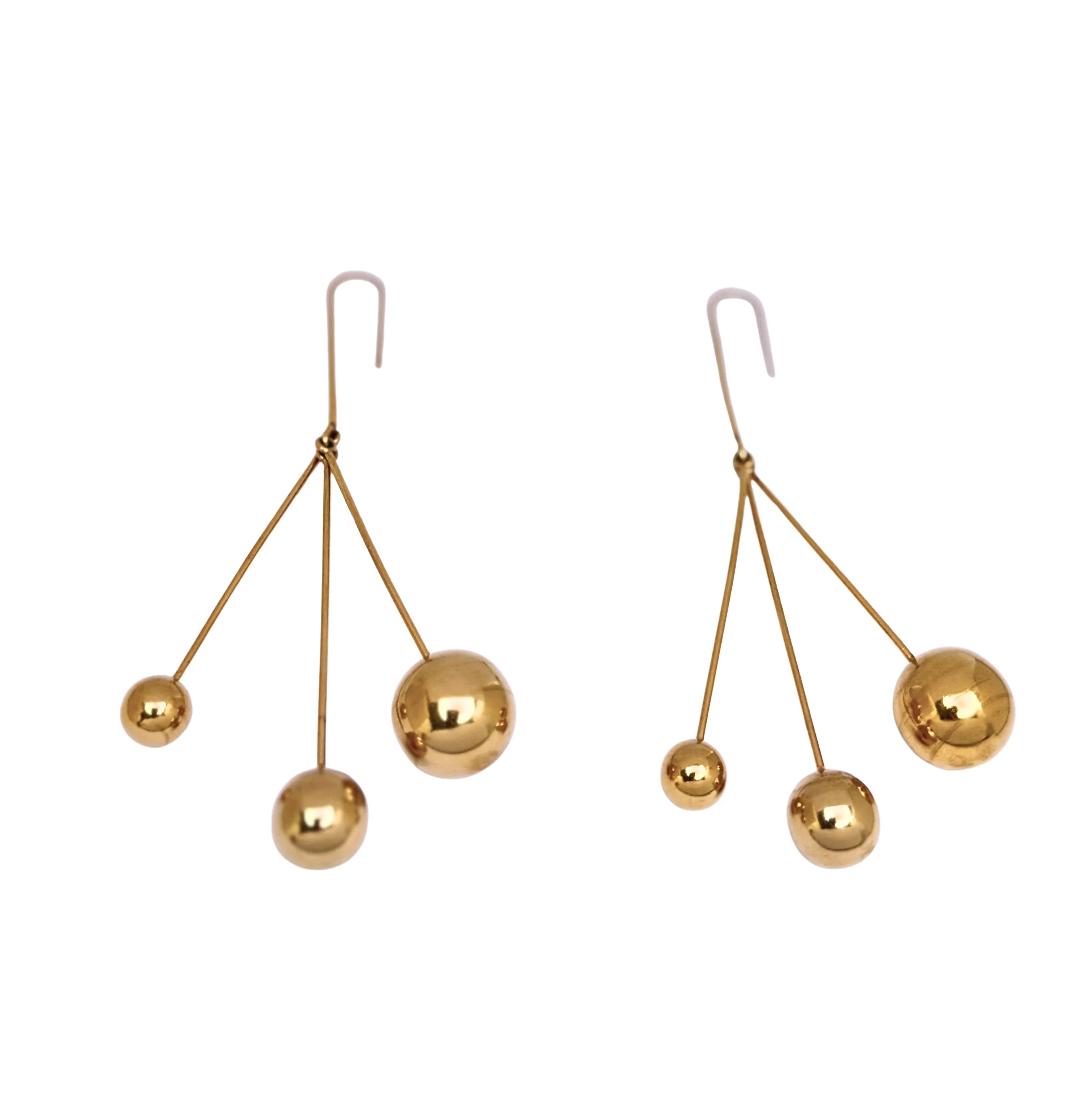 Celine Triple Dot Drop Earrings 24K Gold Plated - Lost Designer