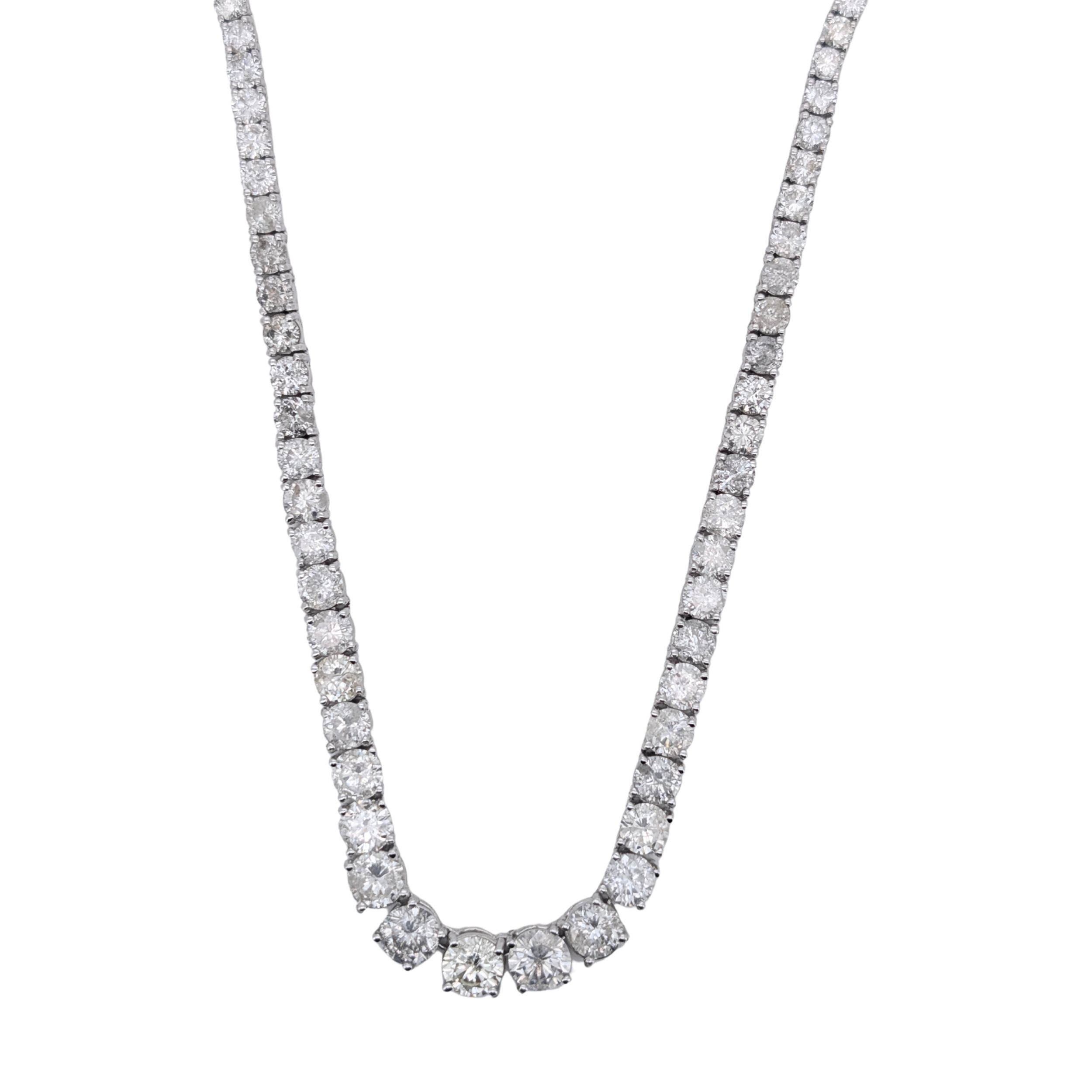 20.0Ct Natural Brilliant Diamond Graduating Tennis Necklace Platinum