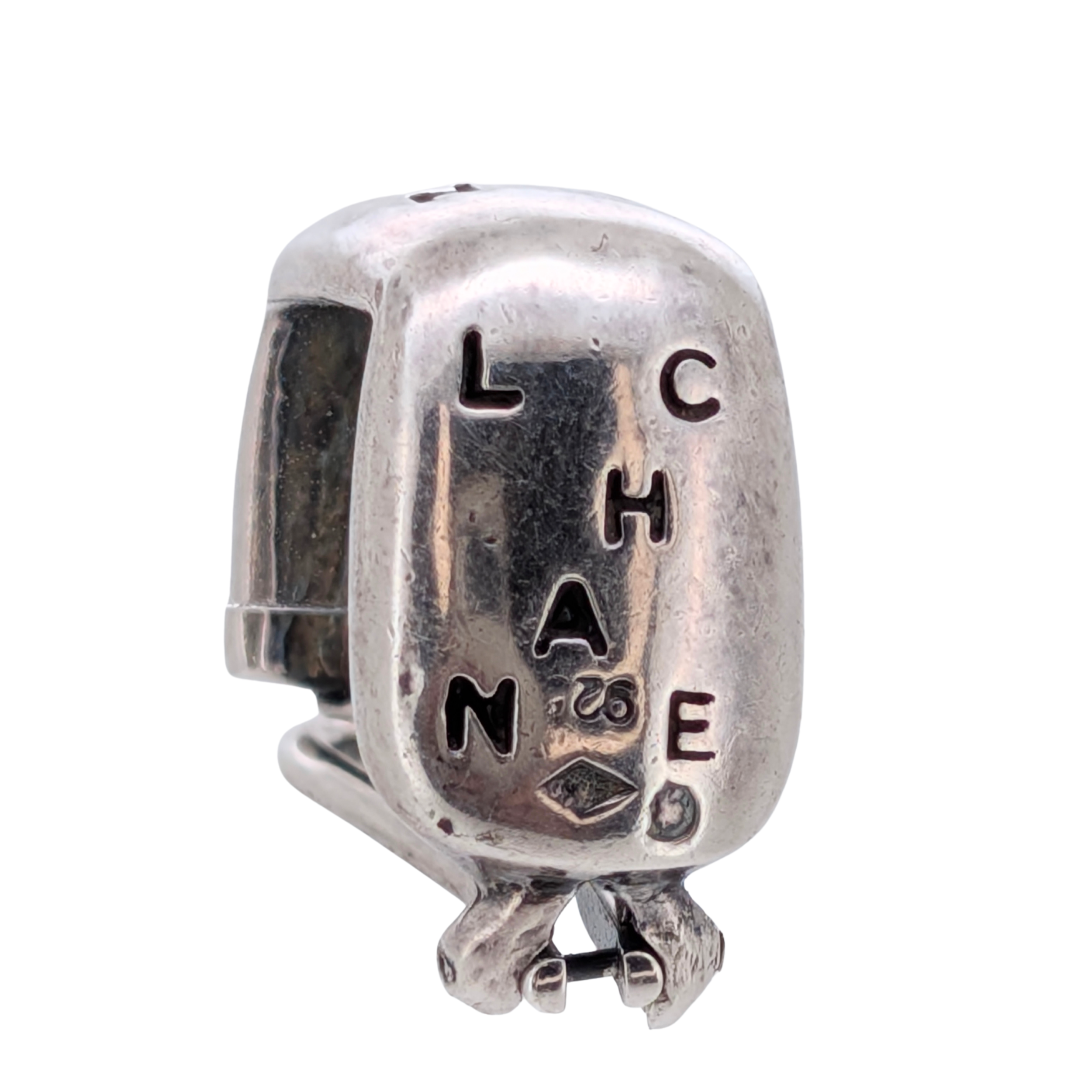 Chanel Sterling Silver 925 Vintage Logo Clip-On Hoop Earrings