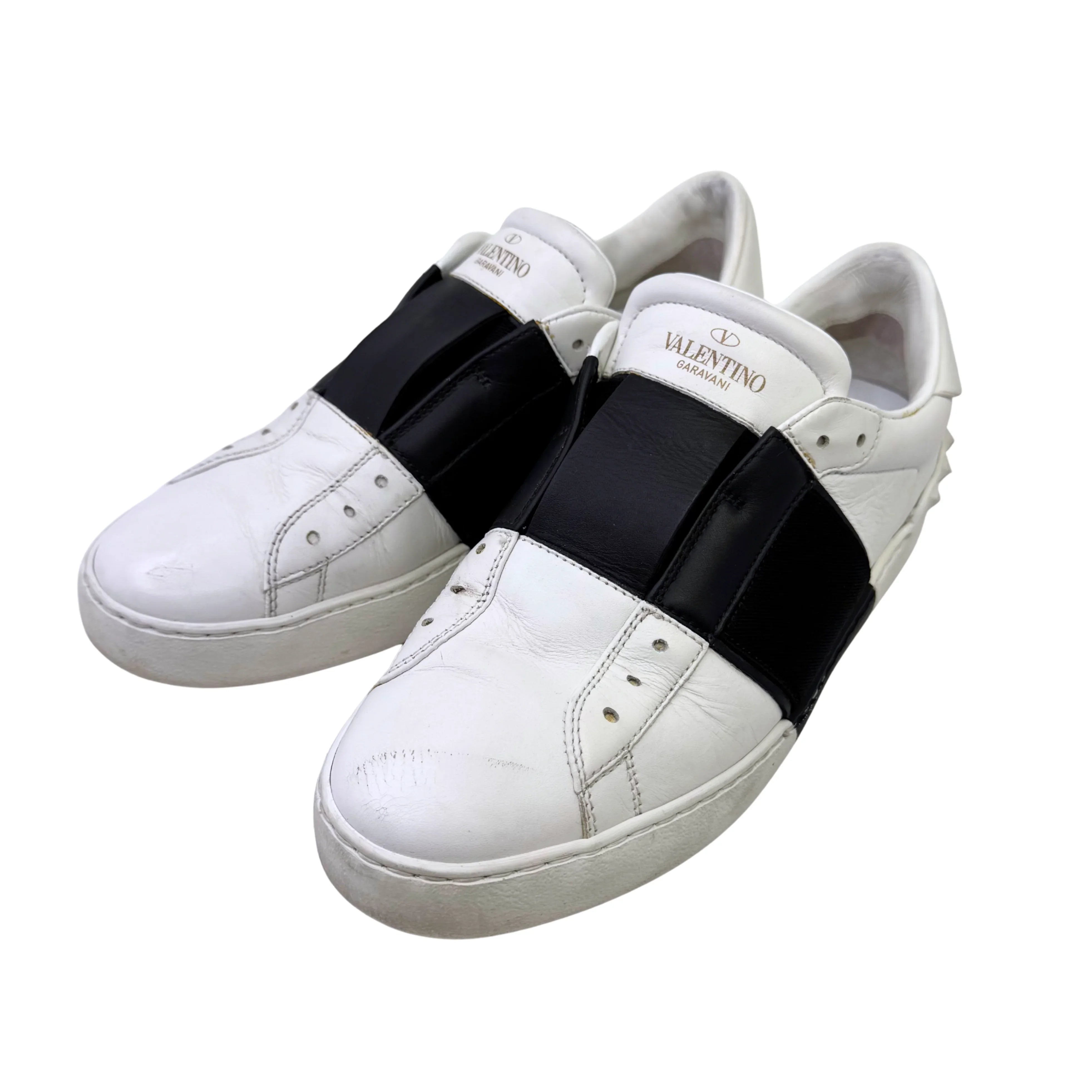 Valentino Open Slip On Sneaker White & Black Women's Size 38 - Lost Designer