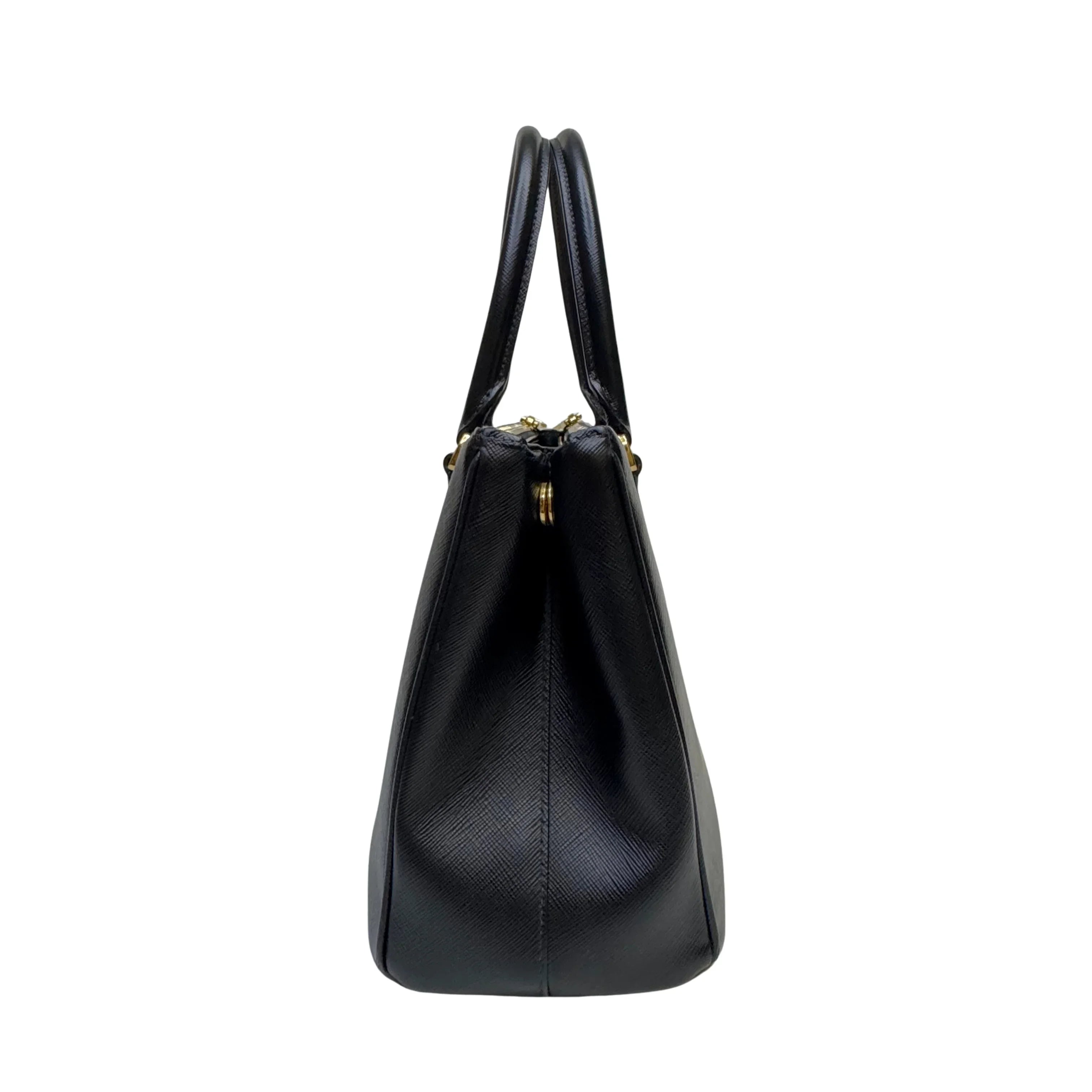 Prada Medium Galleria Saffiano leather bag Black - Lost Designer