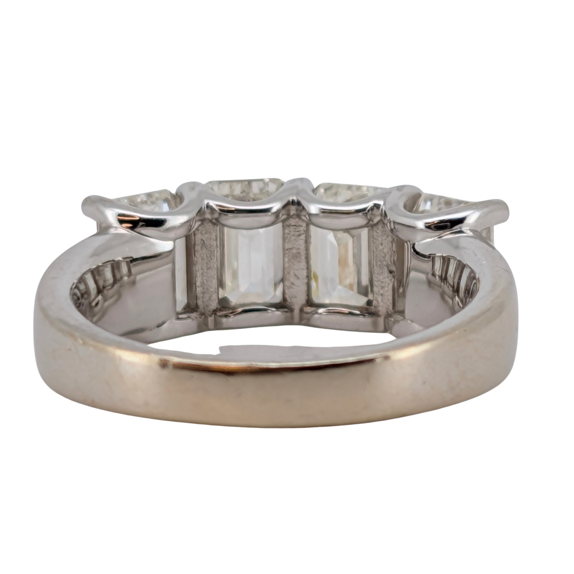 4.00Ct Natural Diamond Emerald Cut Ring In 18K White Gold